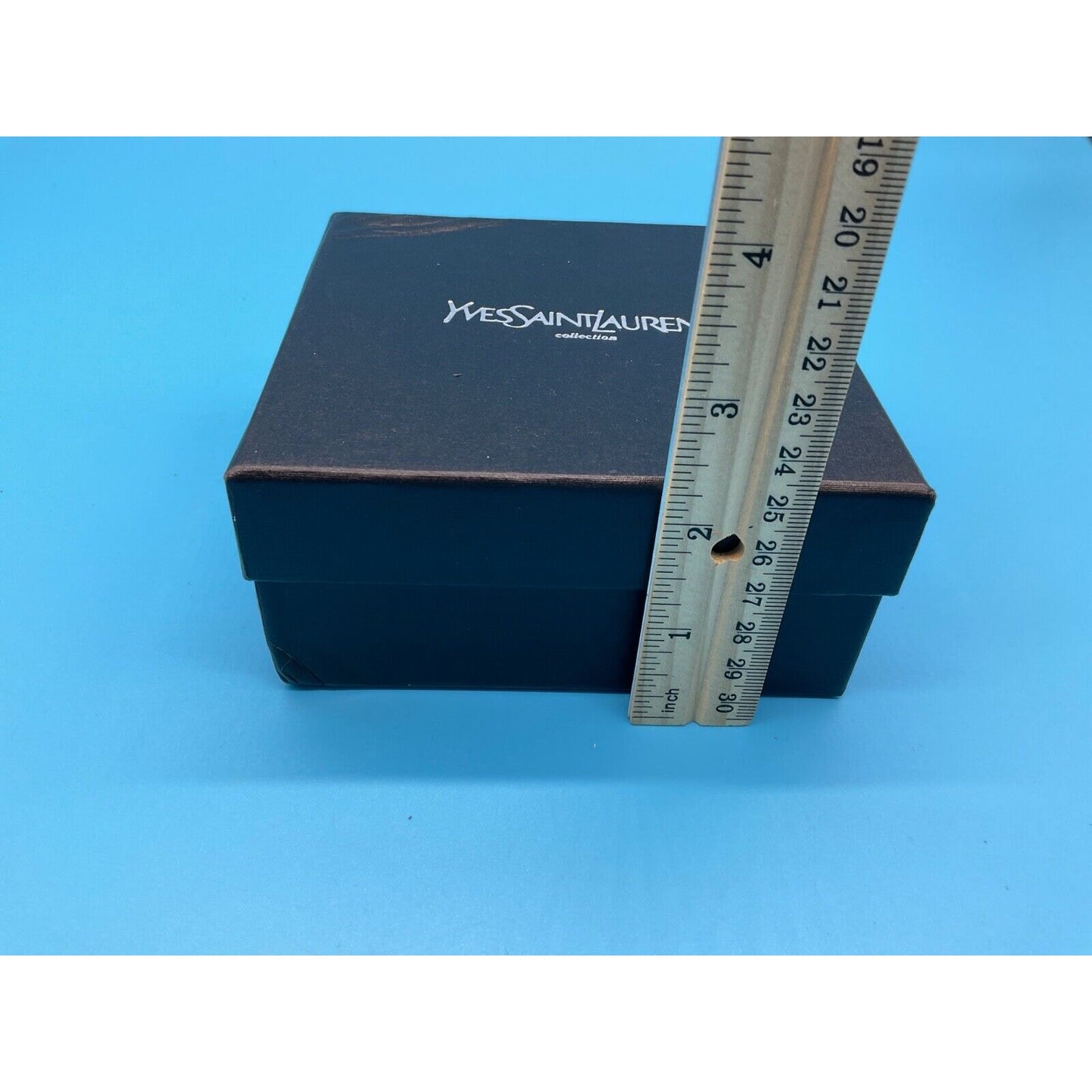 Yves Saint Laurent Luxury Black Gift Box 5x5 Inches with Dust Cover EMPTY BOX