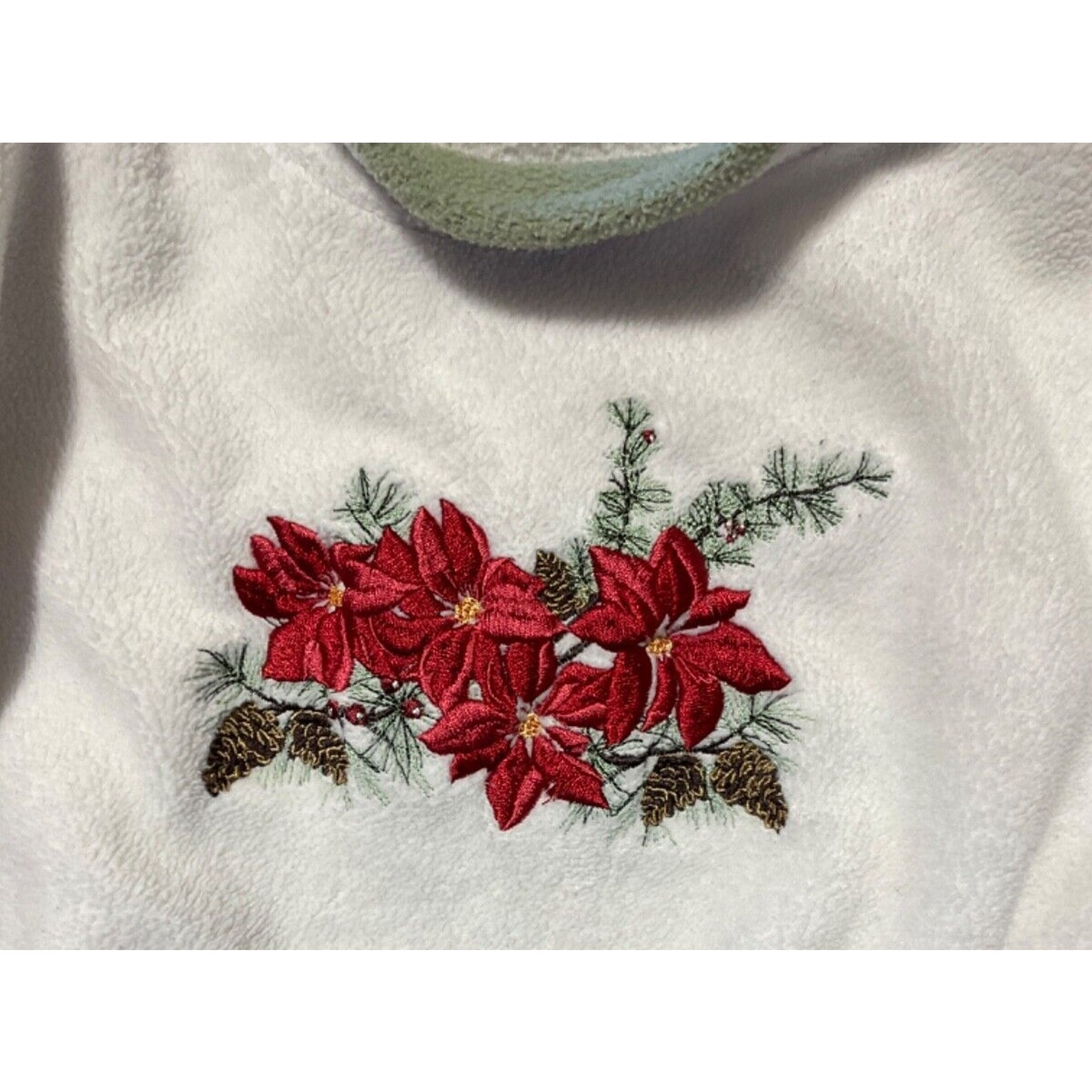 Croft & Barrow Embroidered Fleece Top Size L Poinsettia Floral Winter Holiday