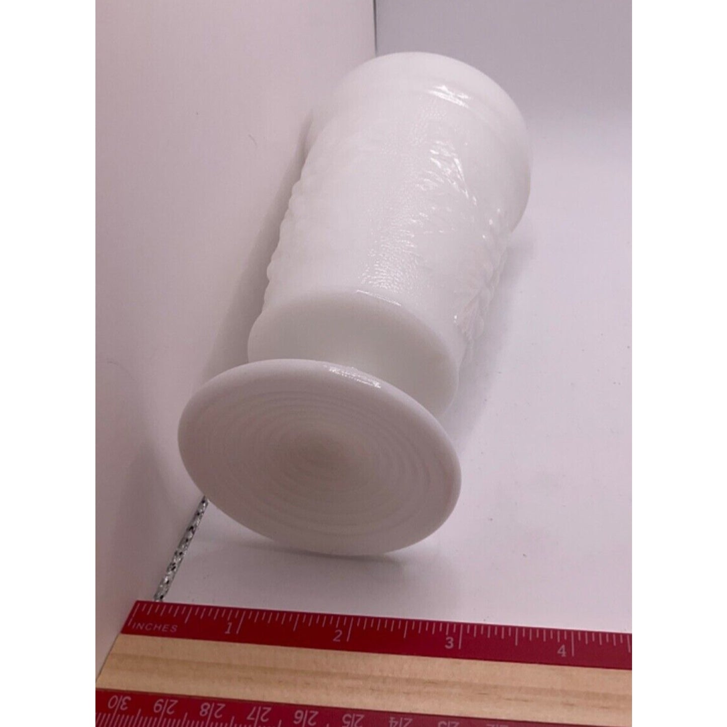 Vintage Footed Milk Glass Vase with Grape Design Fluted, Number 18, Collectible