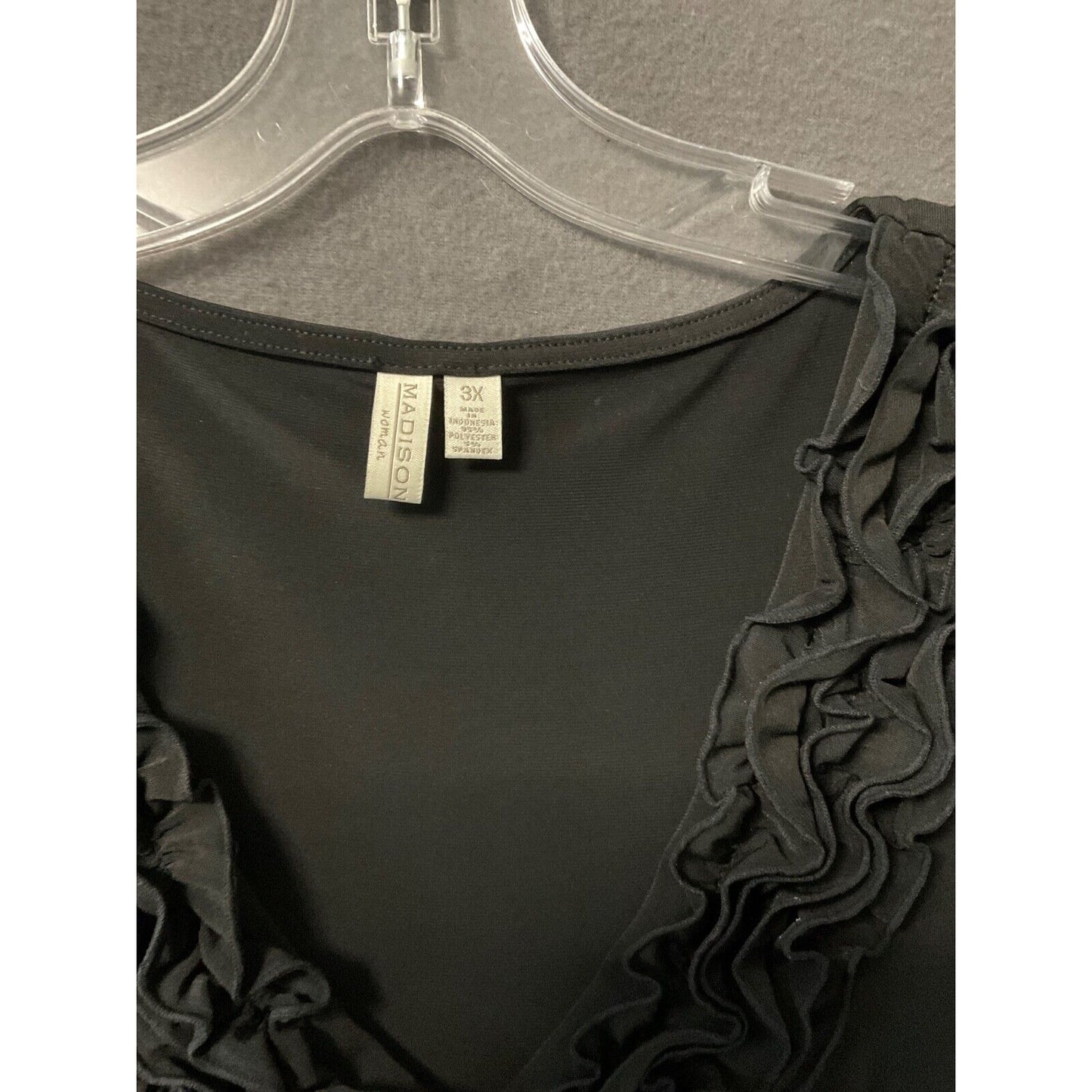 Madison Black Ruffle Detail Dress 3X Plus Women’s Sleeveless Elegant Style