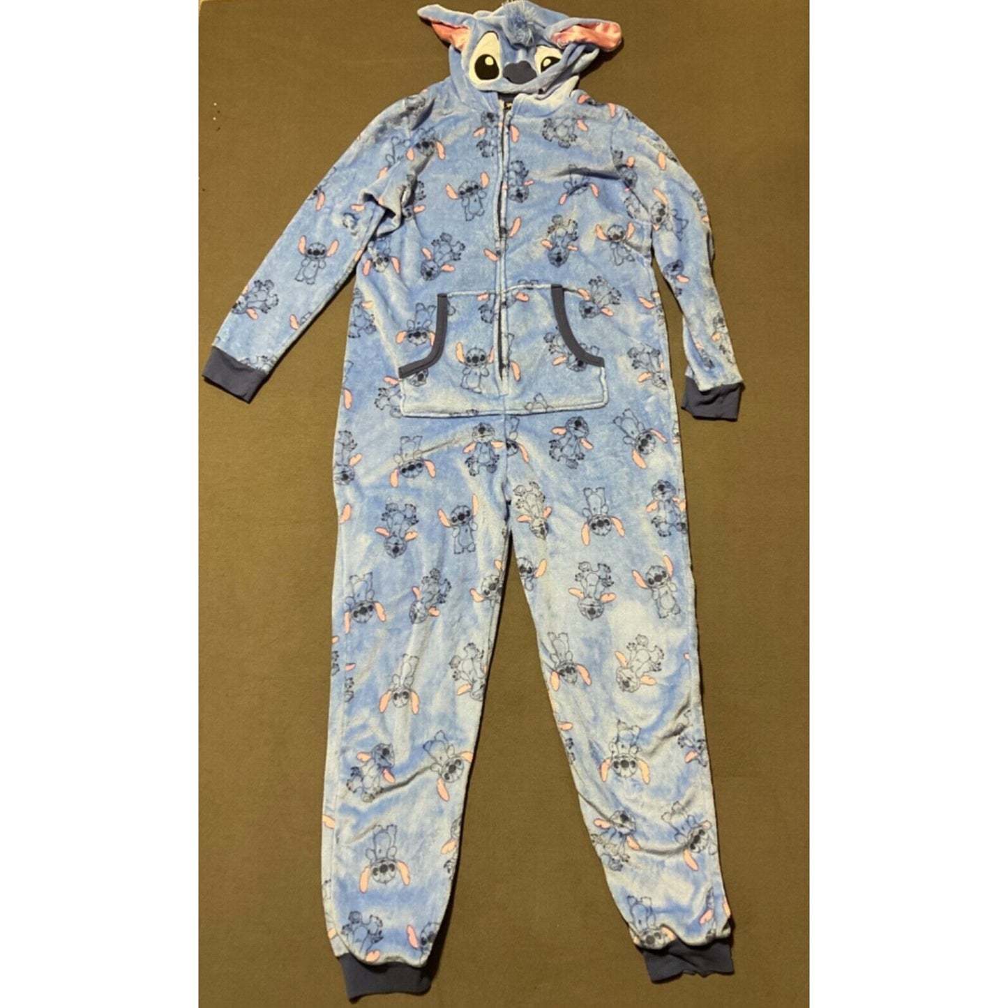 Disney Lilo & Stitch One Piece Costume Pajamas XL (16-18) Faux Fur