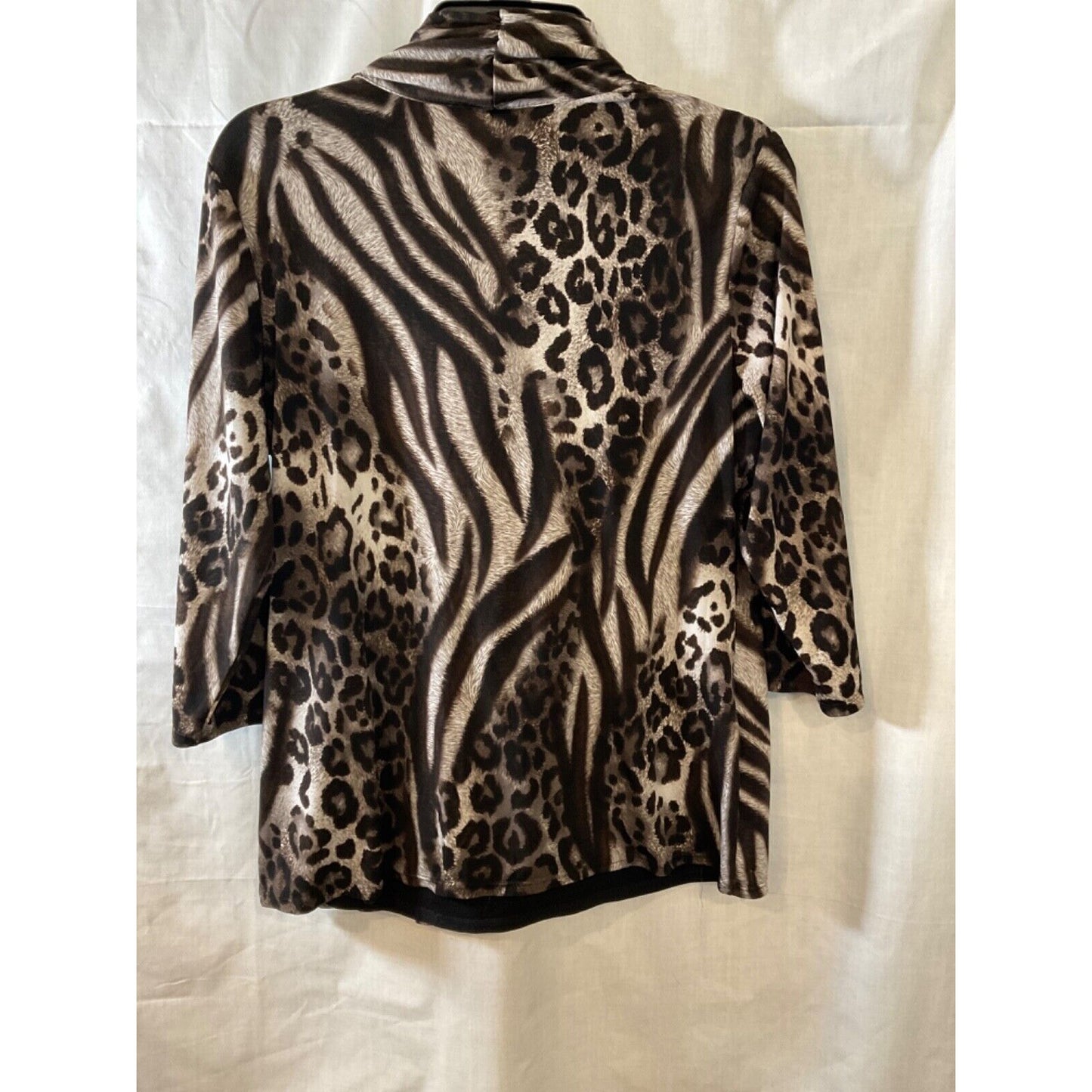 Kim Rogers Large Animal Print Dress Top, Bead Detail, 3/4 Sleeve