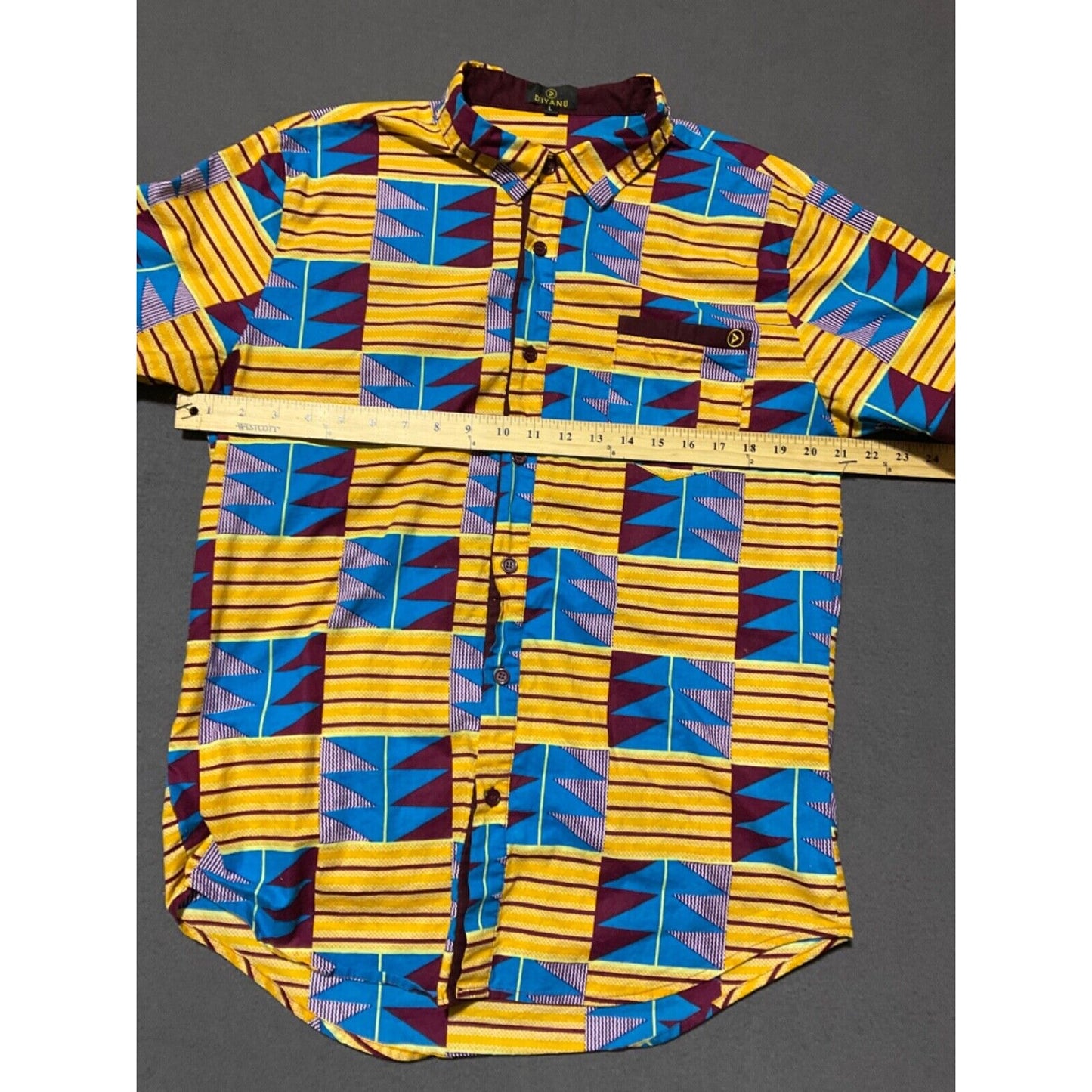 DiYanu Men's Large African Print Button-Up Shirt Short Sleeve Bold Pattern