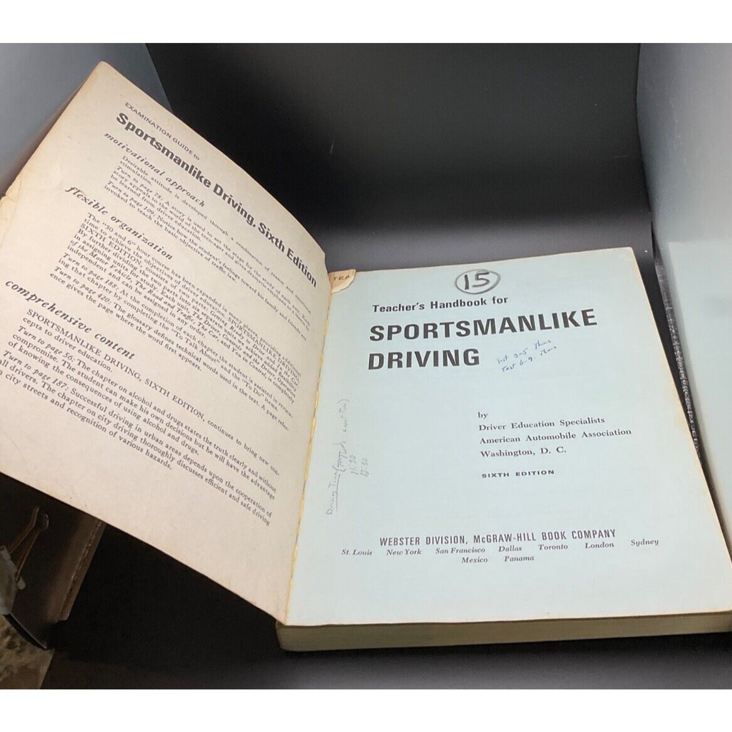 1970 Sportsmanlike Driving Teacher's Guide AAA McGraw Hill 6th Edition