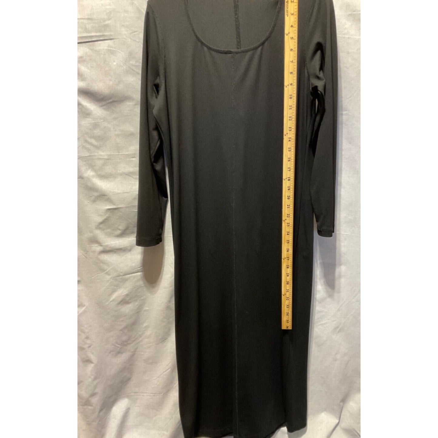 Women's Basic Black Long Sleeve Dress, Size Large Approx 53” Long