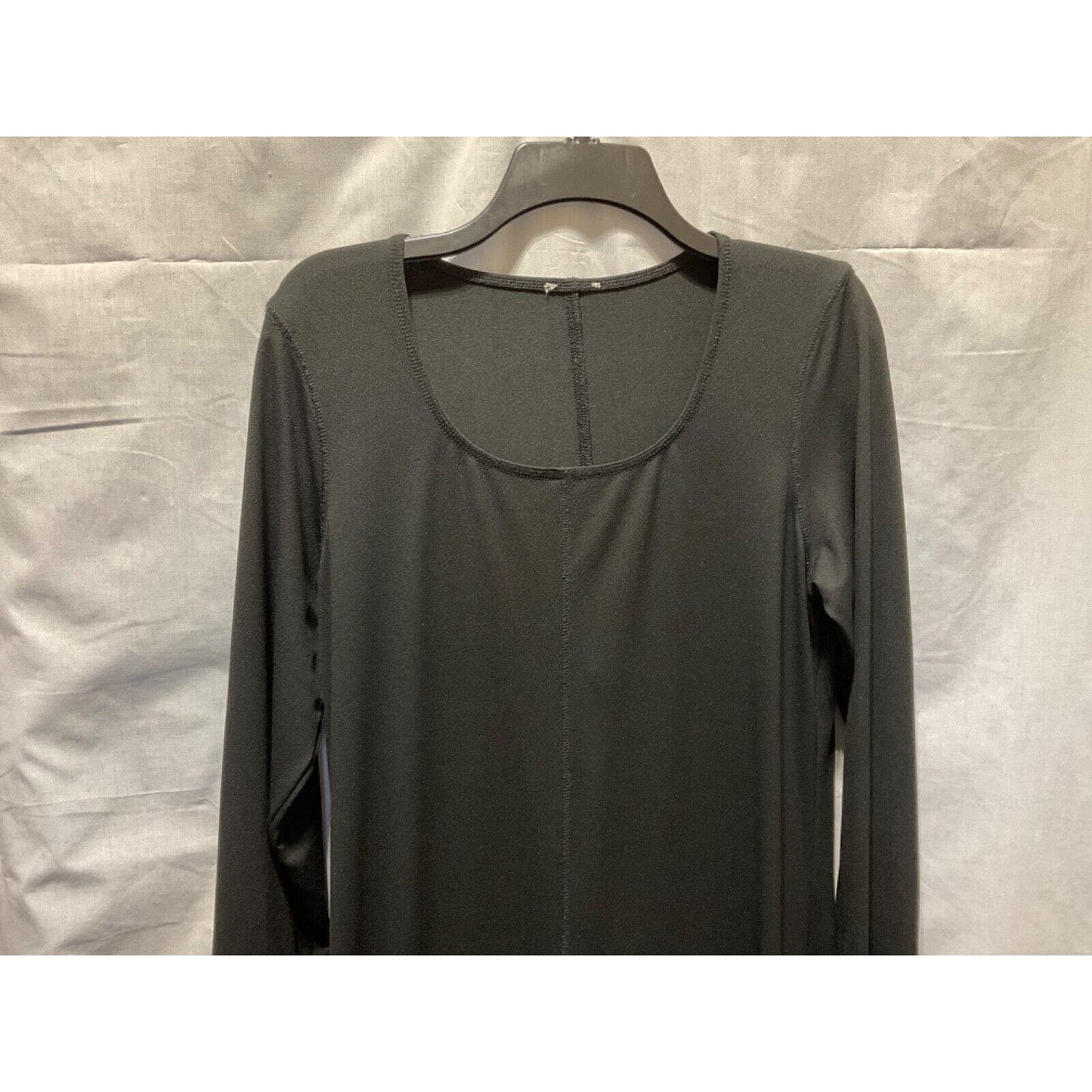 Women's Basic Black Long Sleeve Dress, Size Large Approx 53” Long