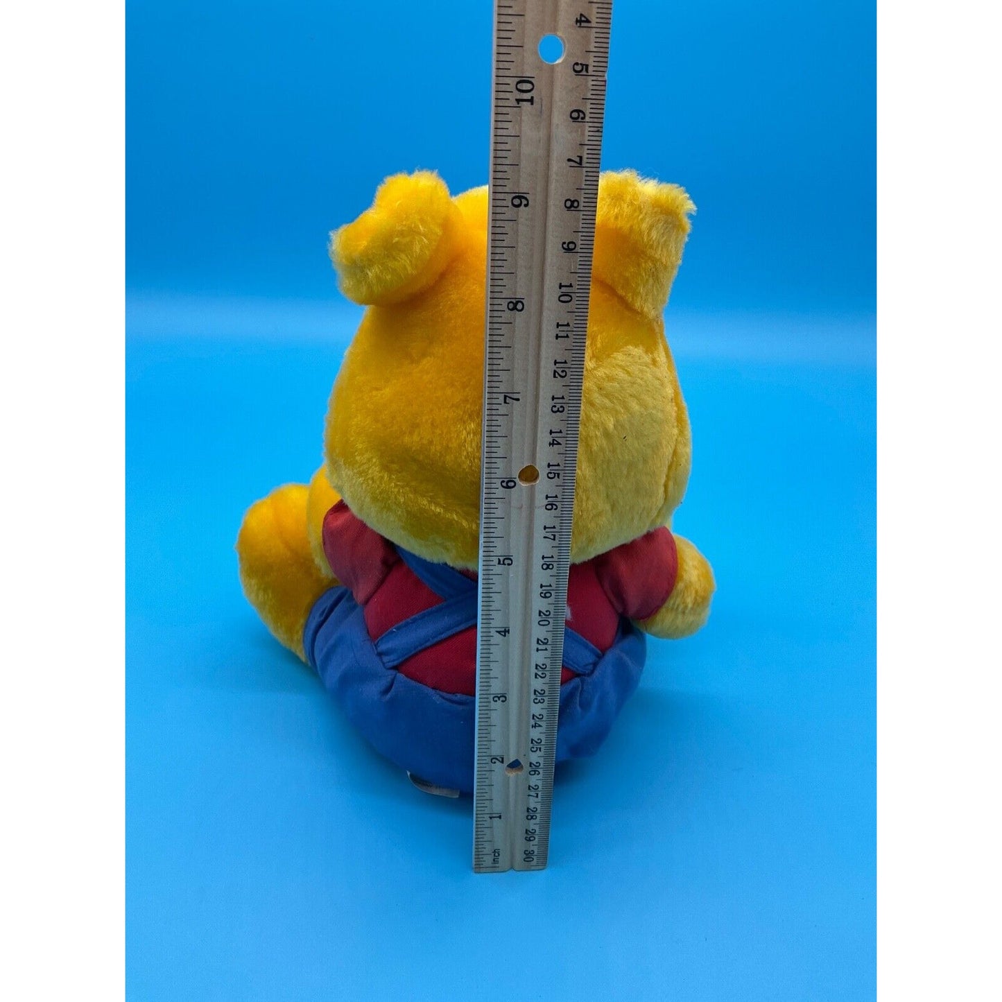 Vintage Great American Toy Co. Plush Yellow Bear Red Shirt Blue Overalls 8"