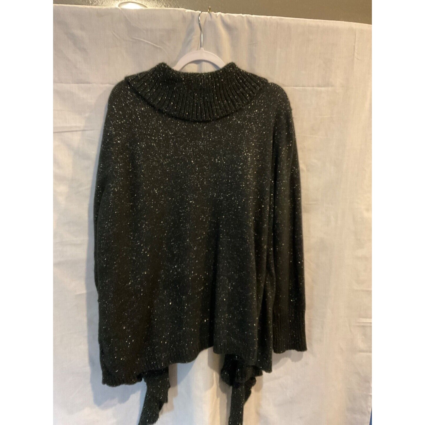 Jaclyn Smith 3XL Cardigan Black Silver Shimmer Acrylic Blend, Fall Winter Party