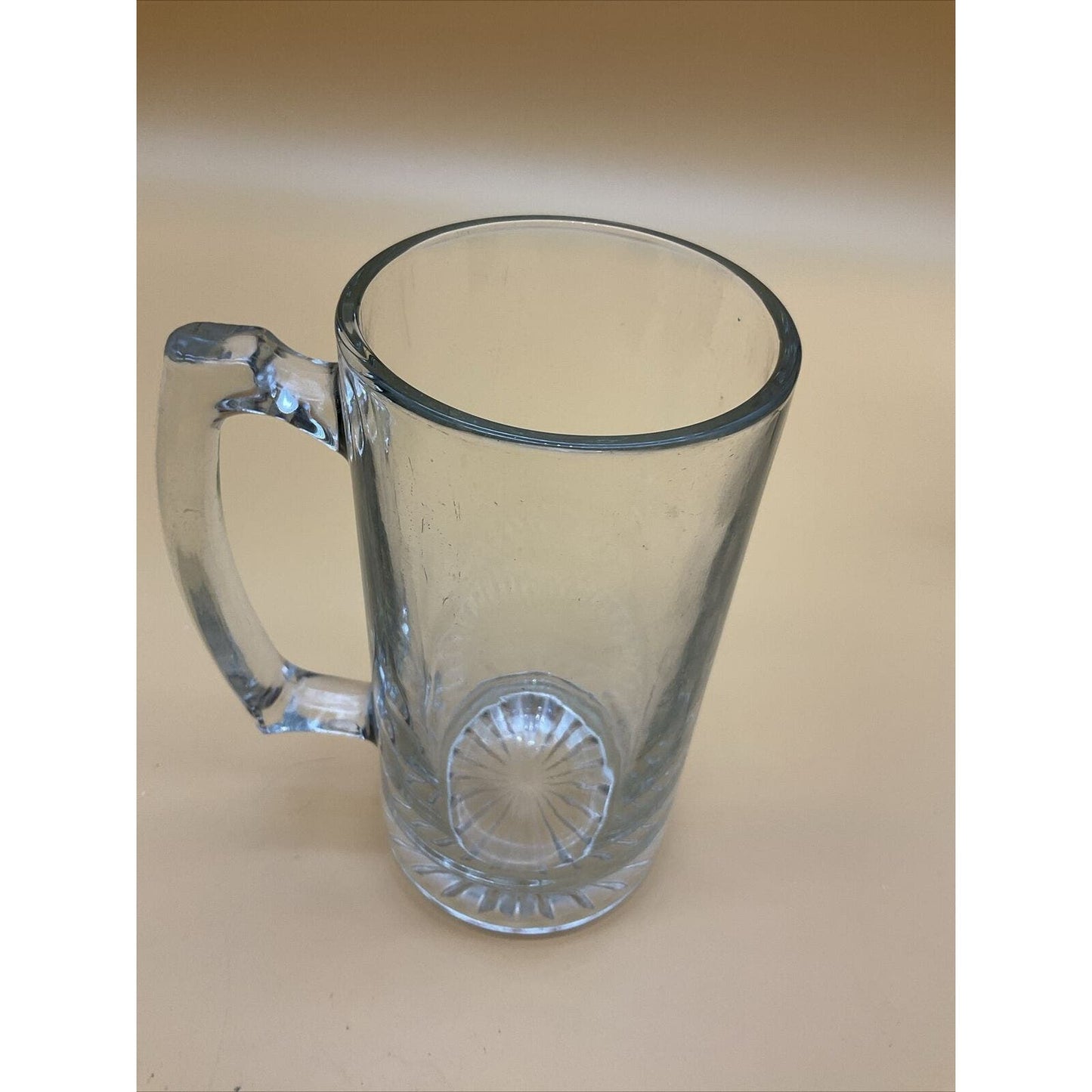 Vintage 24 Oz Jumbo Thick Glass Beer Mug, Heavy, 7" Tall