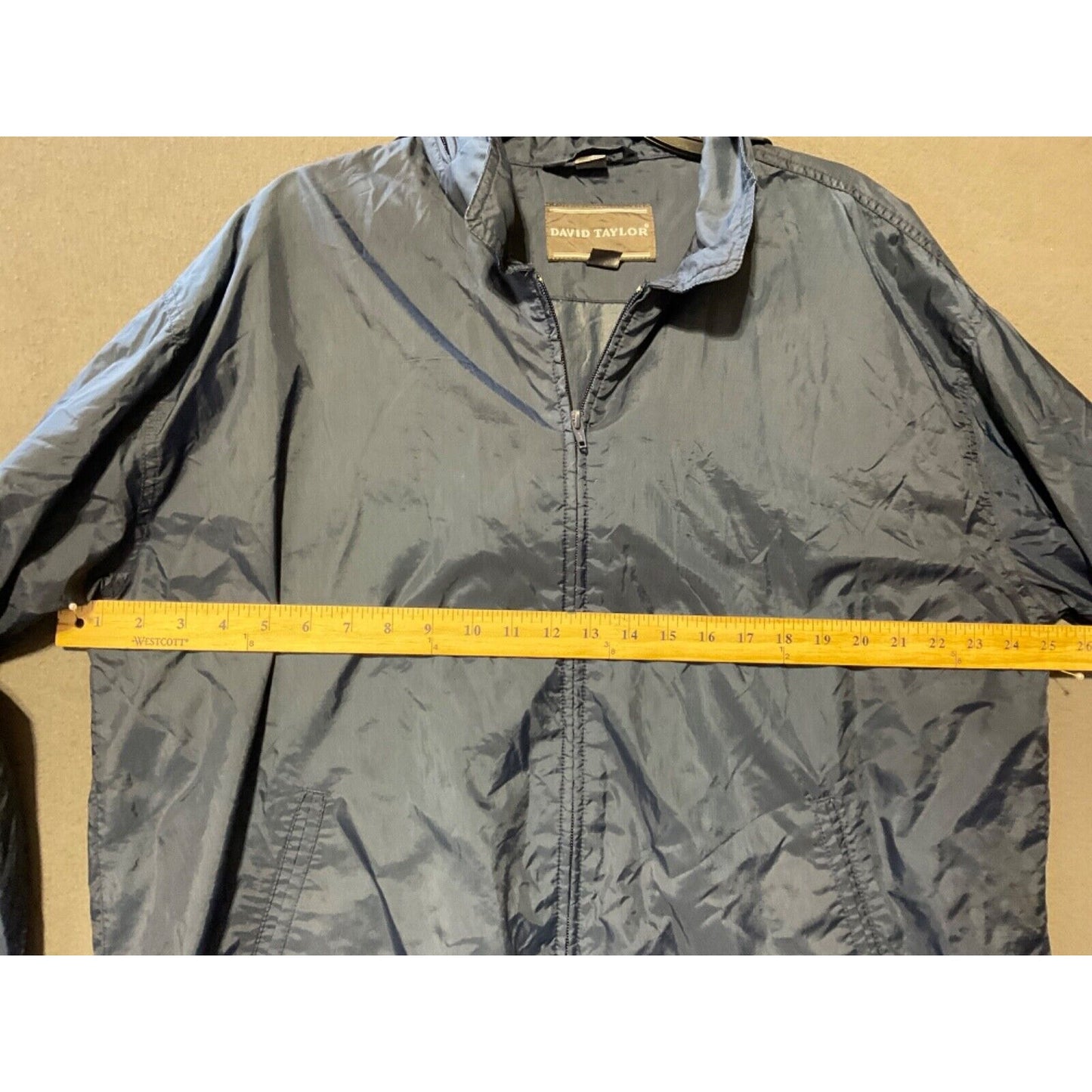 David Taylor Blue Nylon Hooded Rain/Windbreaker Jacket L - Golf, Coach