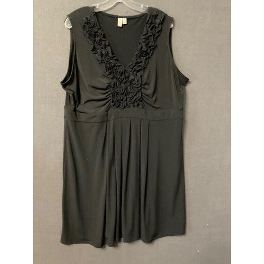 Madison Black Ruffle Detail Dress 3X Plus Women’s Sleeveless Elegant Style
