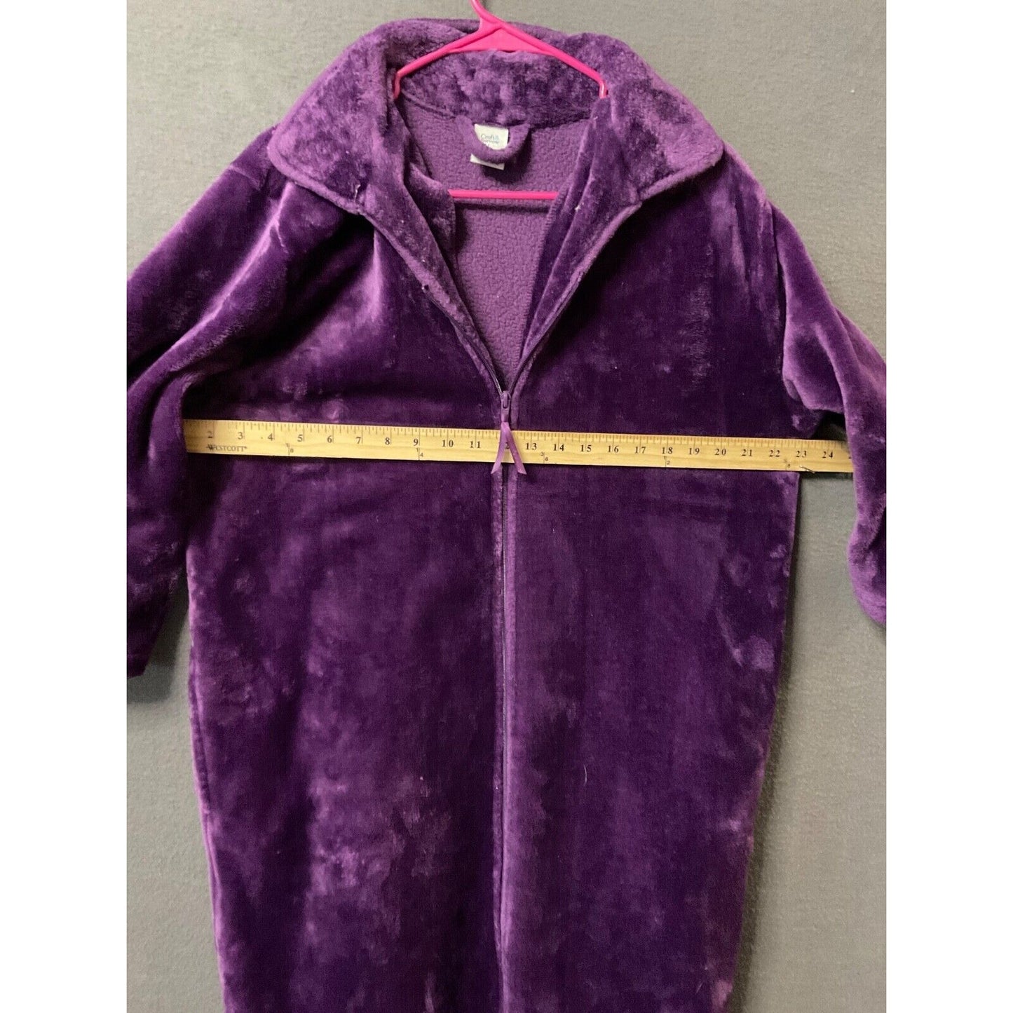 Croft & Barrow Zip-Up Robe L Amethyst Purple Faux Fur Pockets Lounge Cozy Soft