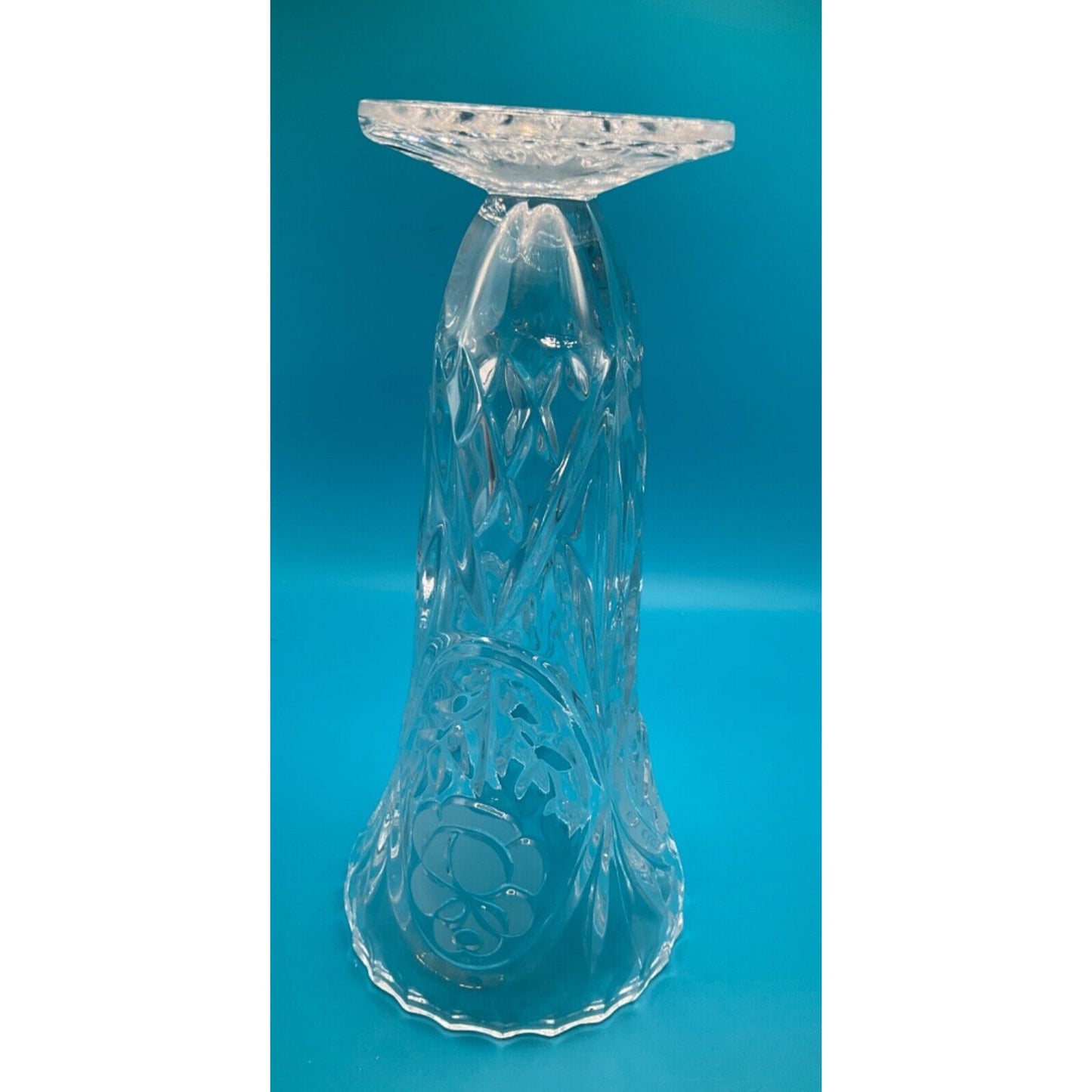 Grandma Core 8.5" Lead Crystal Vase Hand-Cut 8.5" Tall Rose Bud Design VTG