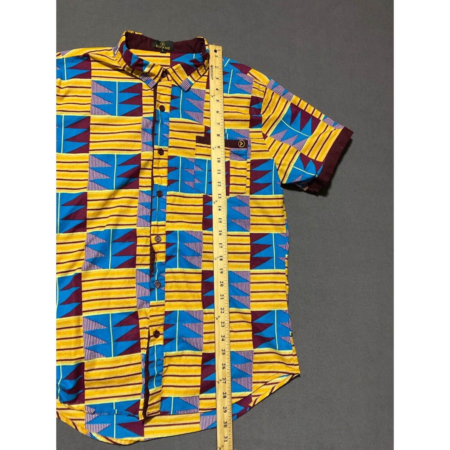 DiYanu Men's Large African Print Button-Up Shirt Short Sleeve Bold Pattern