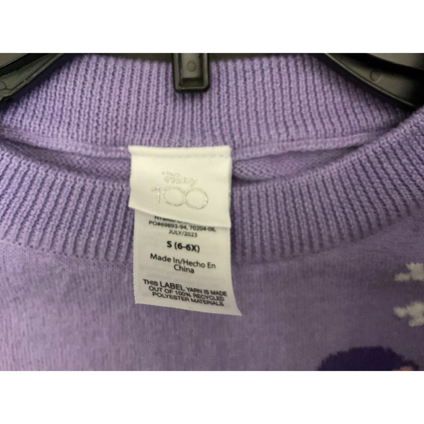 Disney 100 Minnie Mickey Kids Christmas Sweater Purple Fair Isle Size S 6-6X