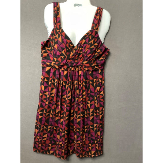 Apt. 9 Women's Sleeveless Geometric Sundress Size L Nylon Blend Retro Chic