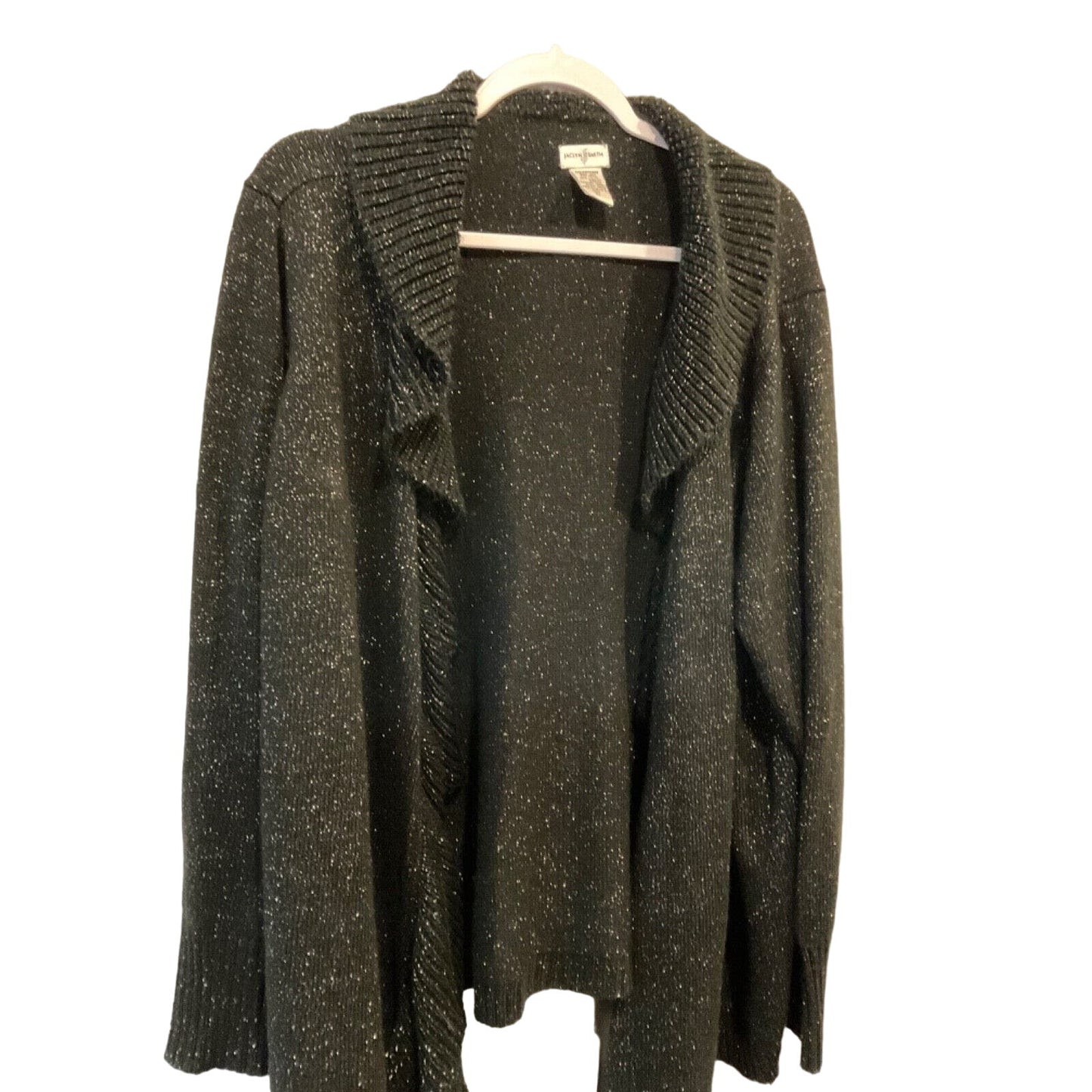 Jaclyn Smith 3XL Cardigan Black Silver Shimmer Acrylic Blend, Fall Winter Party