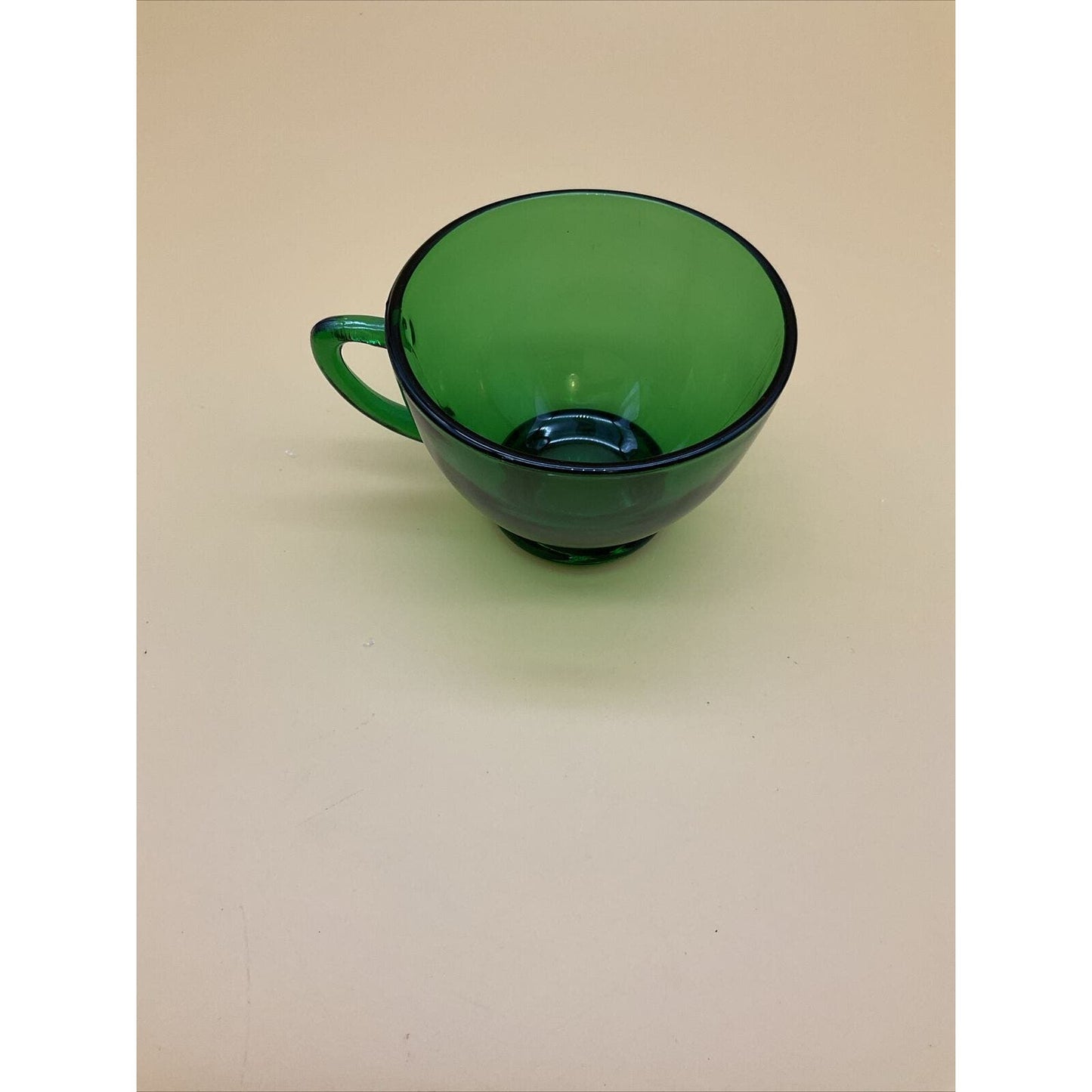 Anchor Hocking Charm Forest Green Sugar Bowl Creamer & Cup Set Vintage Mid Cent