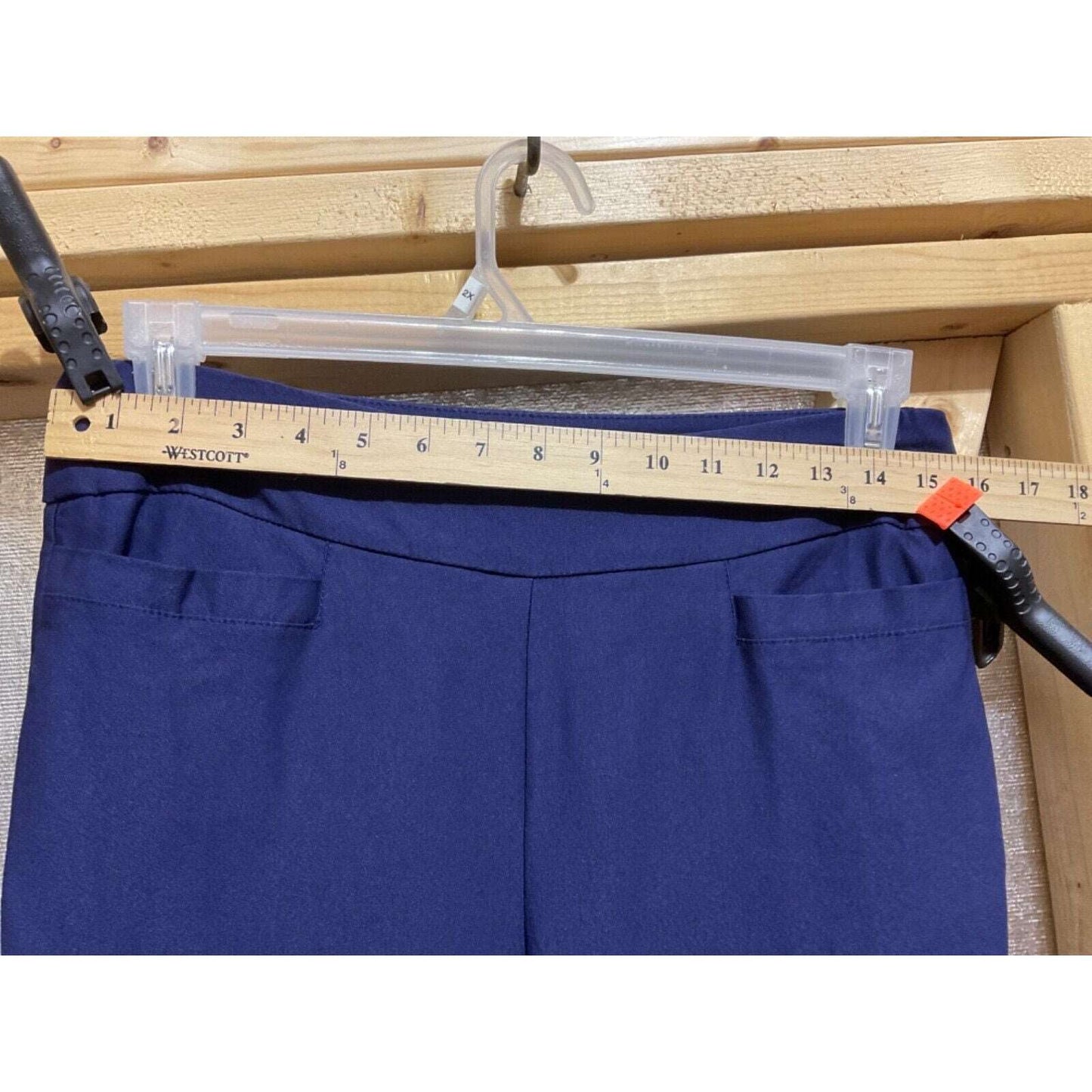 Kim Rogers Size 10P Blue Tummy Control Straight Leg Cropped Pants 31"x26"