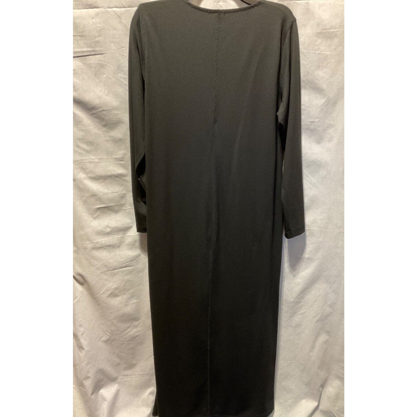 Women's Basic Black Long Sleeve Dress, Size Large Approx 53” Long