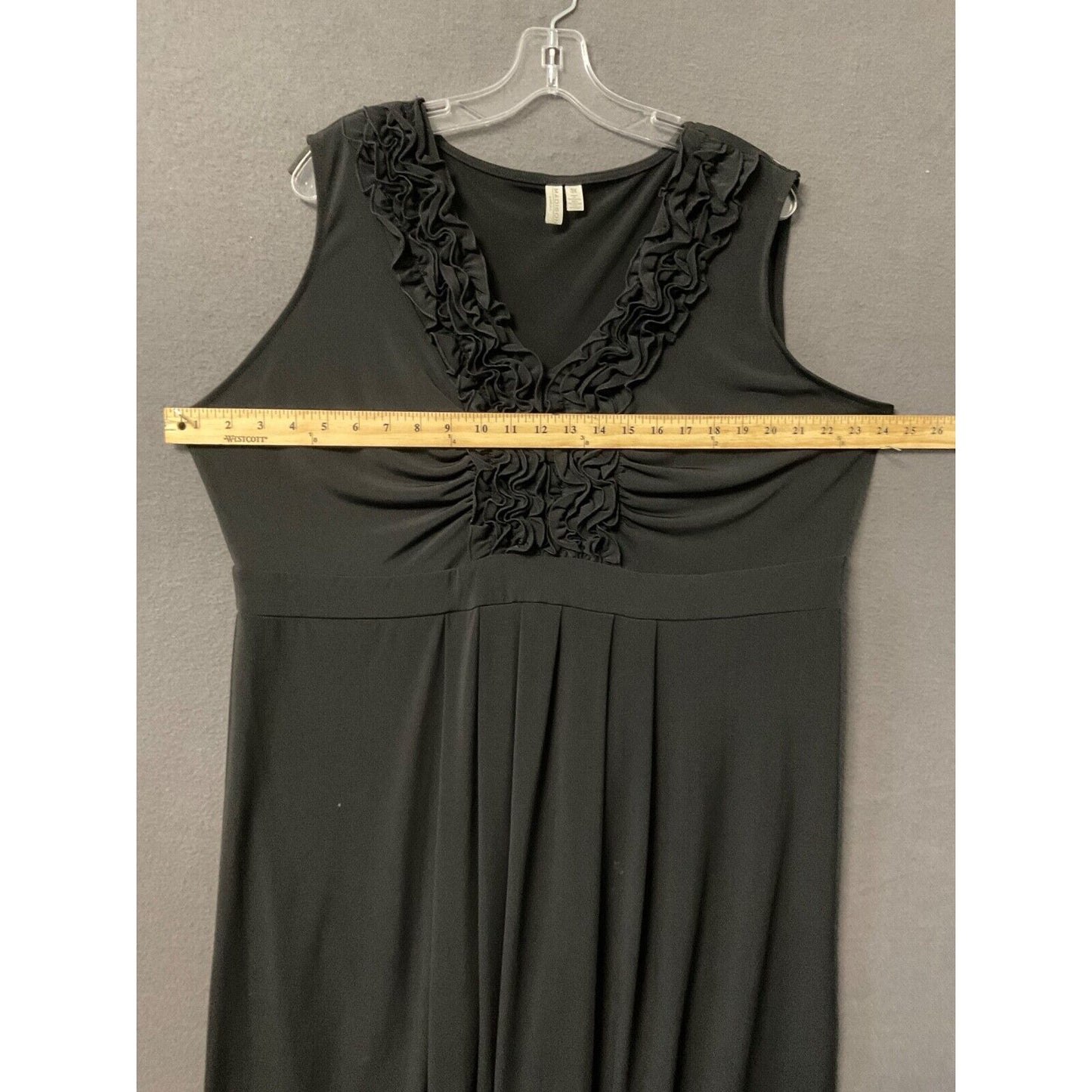 Madison Black Ruffle Detail Dress 3X Plus Women’s Sleeveless Elegant Style