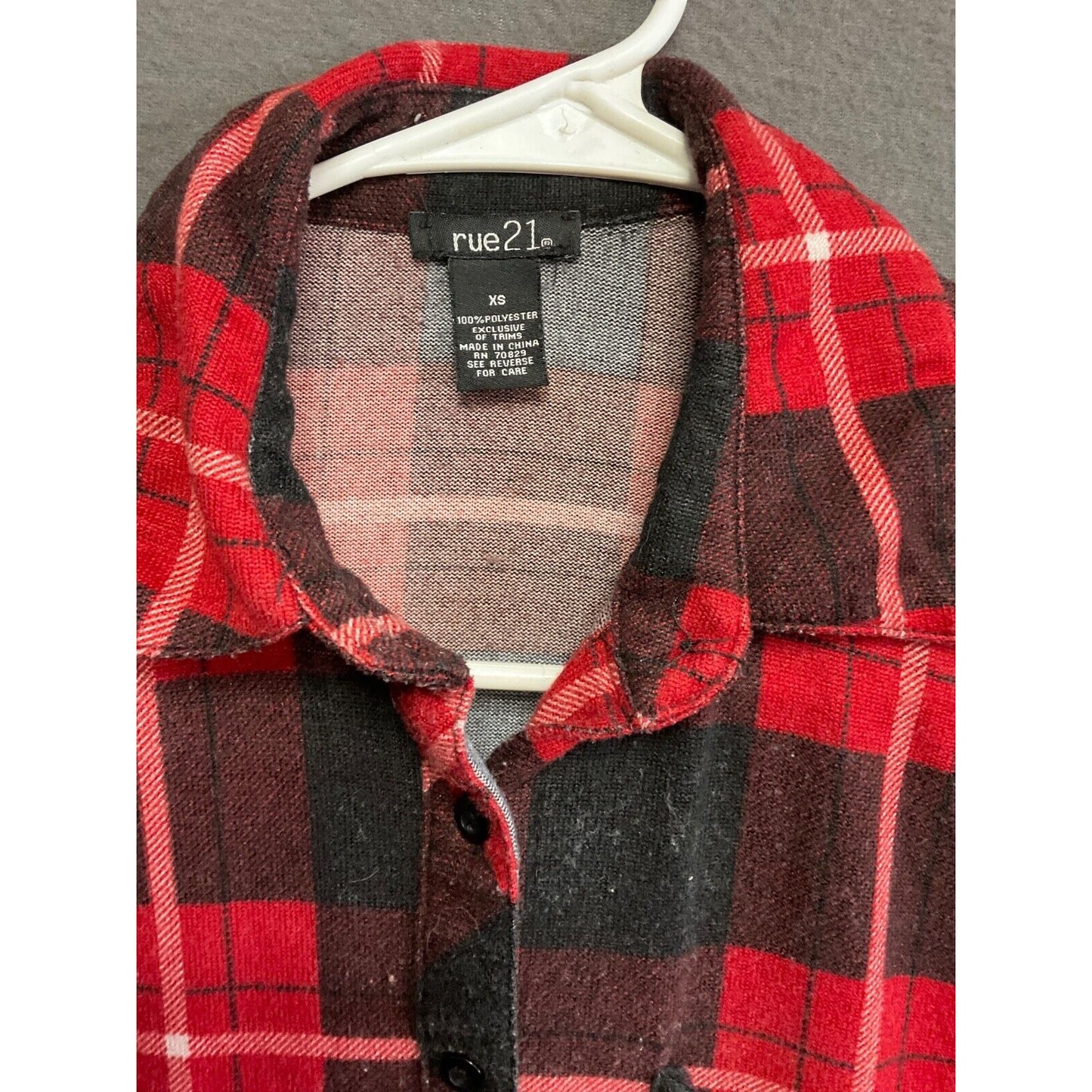 Rue21 Women's XS Plaid Flannel Shirt Red Black Grunge Layering