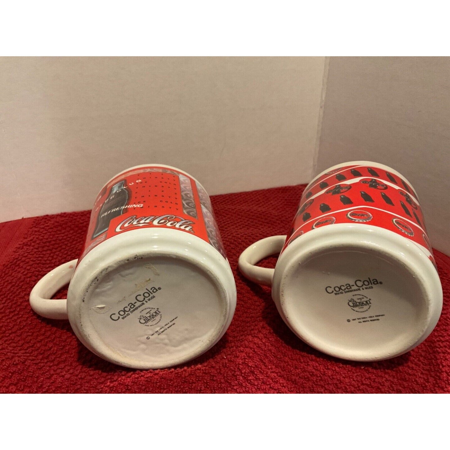 1997 Vintage Coca-Cola Gibson Coffee Mugs Set of 2 Collectible Cups Holiday Gift