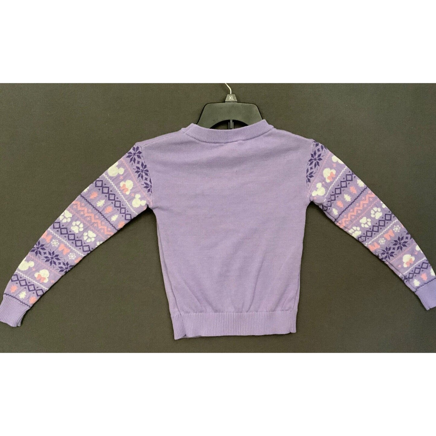 Disney 100 Minnie Mickey Kids Christmas Sweater Purple Fair Isle Size S 6-6X