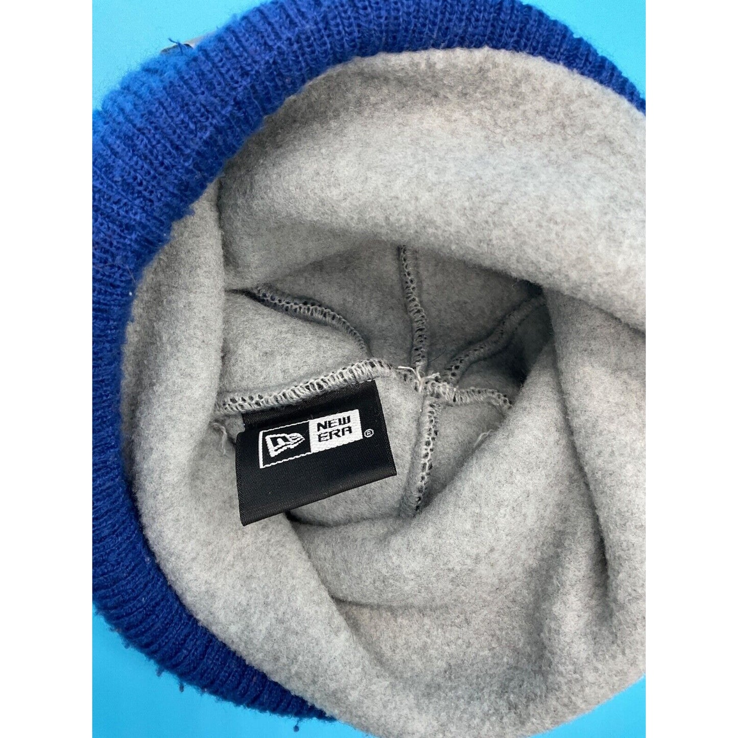 Buffalo Bills Knit Beanie by New Era NFL Blue with Pom and Fleece Lining
