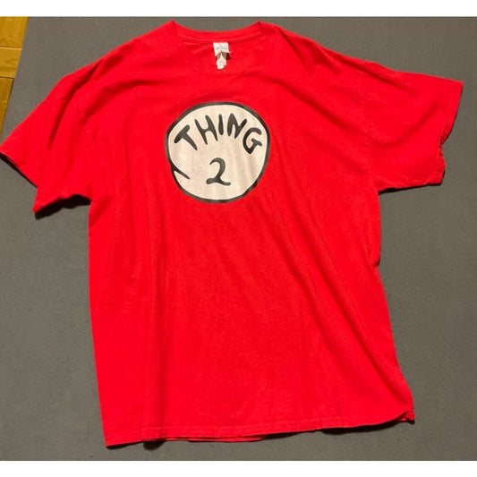 Thing 2 Red Tee XL Graphic Print Cotton Retro Fun Dr. Seuss Style