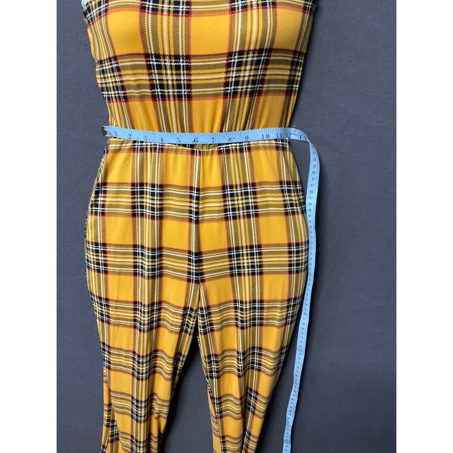 Polly & Esther Yellow Plaid Jumper Women's Sleeveless Vintage-Inspired Size L