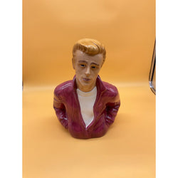 James Dean 1996 Hand Painted Ceramic Bust Vintage Cookie Jar - Missing Lid