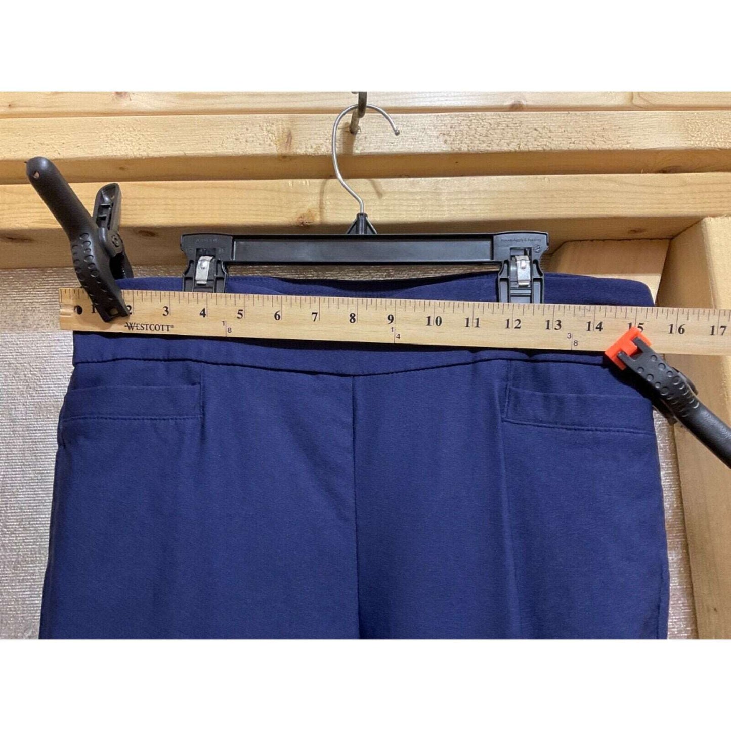 Kim Rogers Women's 10 Petite Blue Straight Leg Tummy Control Pants Rayon 31"x26"