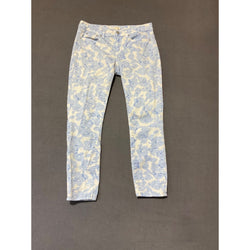 J Crew Stretch Pants Size 28 Floral Blue White Cotton Spandex Blend Denim