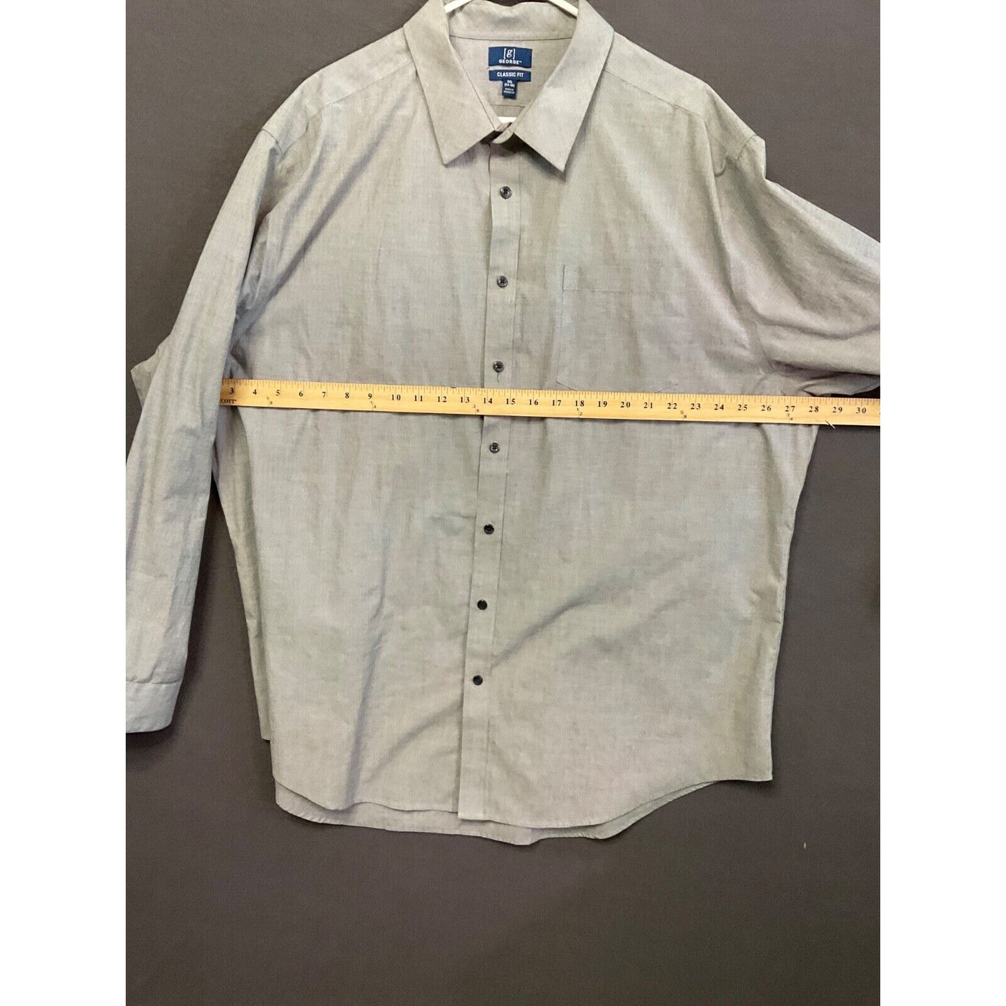 George Mens 3XL Classic Fit Gray Shirt Button Down Long Sleeve Office