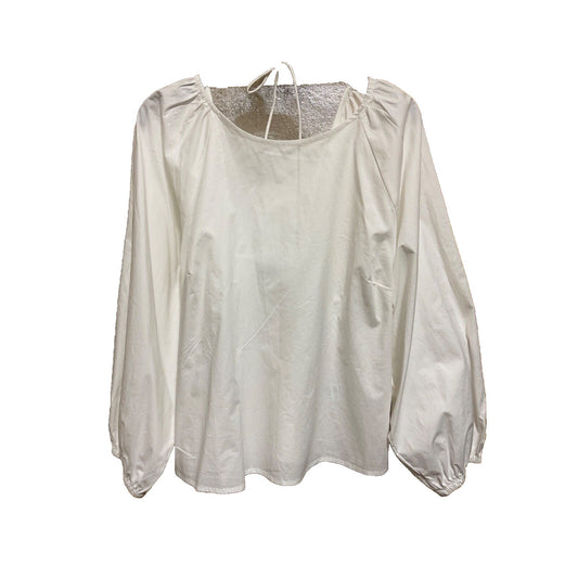 J. Crew White Long Sleeve Square Back Top Size 18 Organic Cotton Y2K Boho