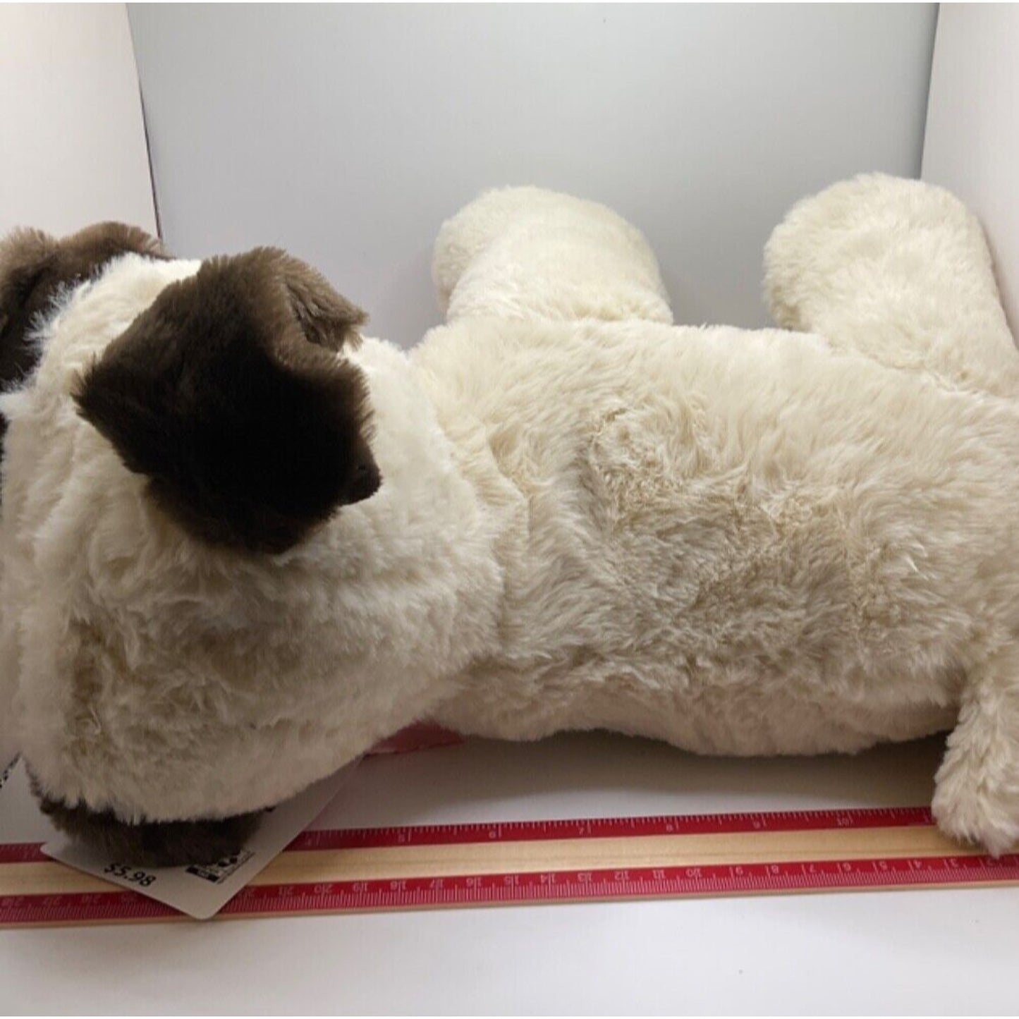 Walmart Puppy Love Pug Dog Stuffed Animal - 13" Long, Cream/Brown, With Tag