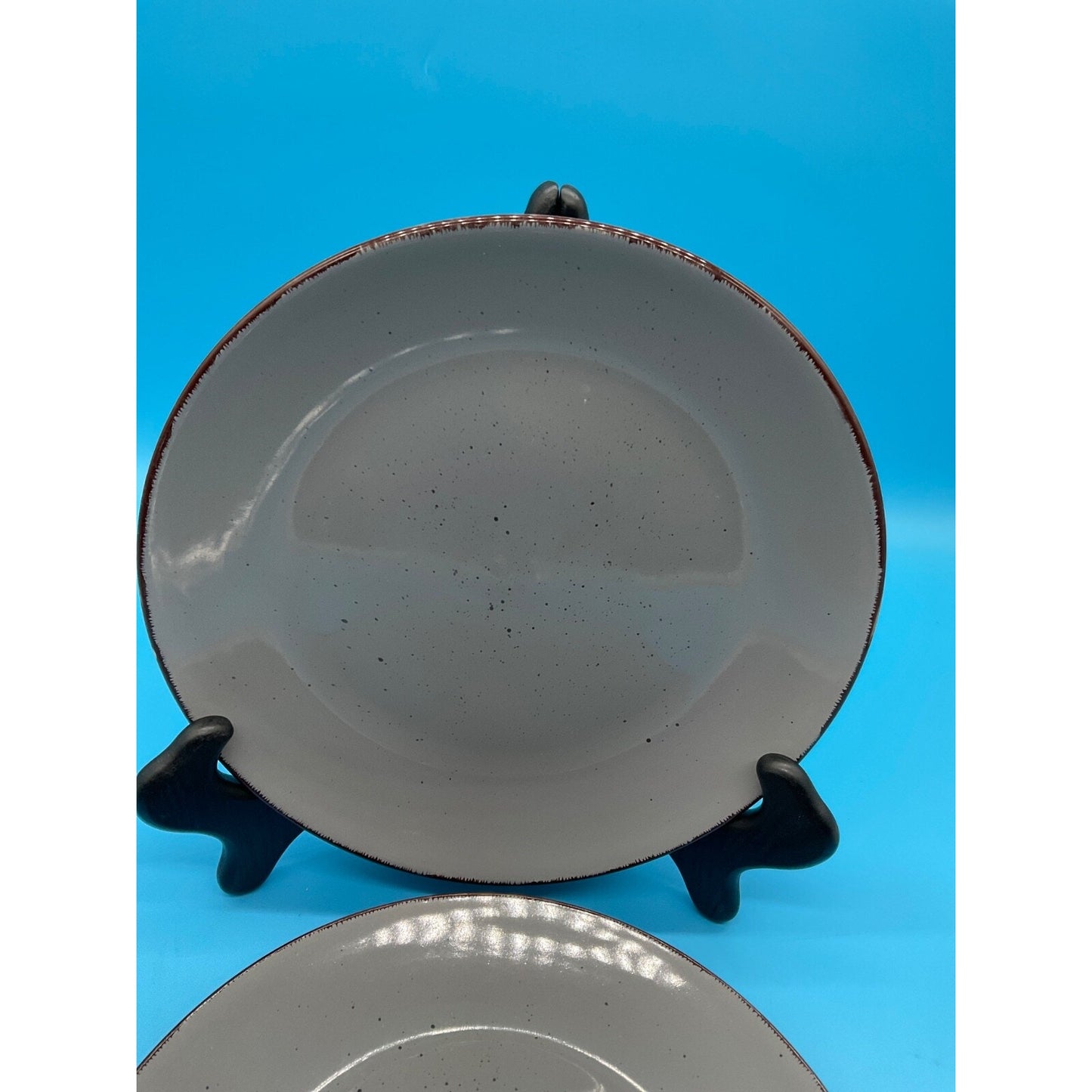 Vanacoss Speckled Gray Dinner Plates Set of 2 Rustic Stoneware Aprox 10.5"