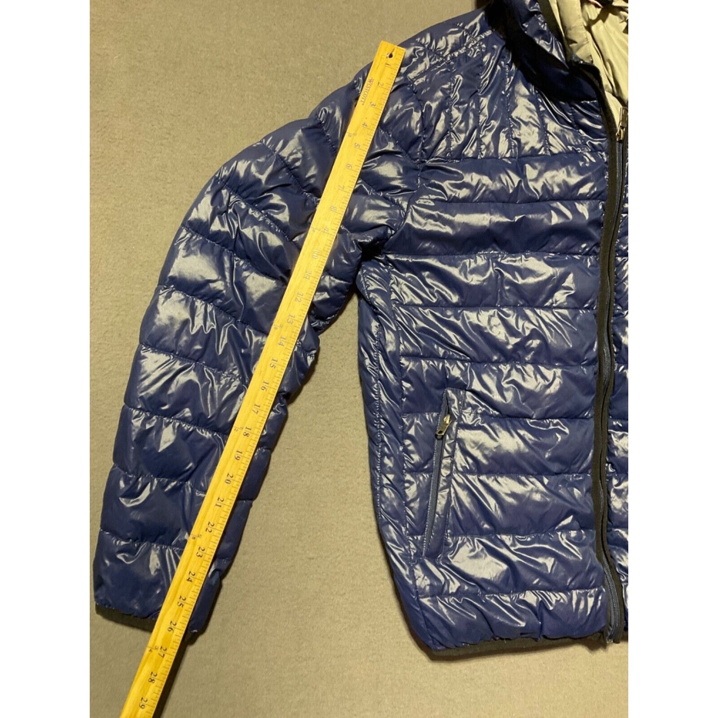 Tommy Hilfiger Hooded Quilted Puffer Jacket Large Blue Full Zip Winter Ski