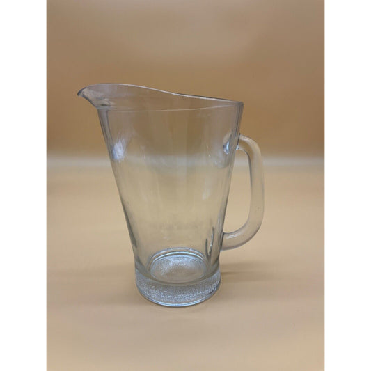 9" Vintage RETRO Heavy Clear Glass Pitcher Frosted Bottom No Chips or Scratches