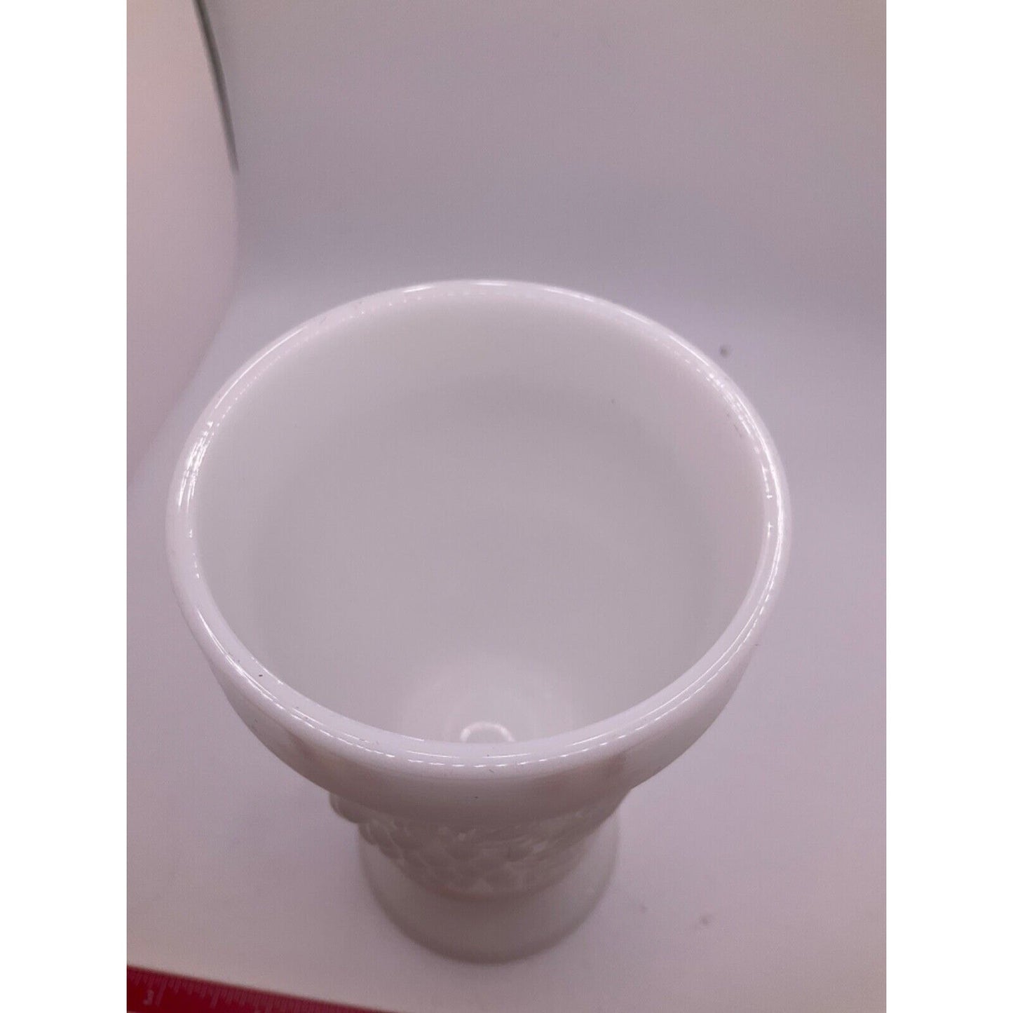 Vintage Footed Milk Glass Vase with Grape Design Fluted, Number 18, Collectible