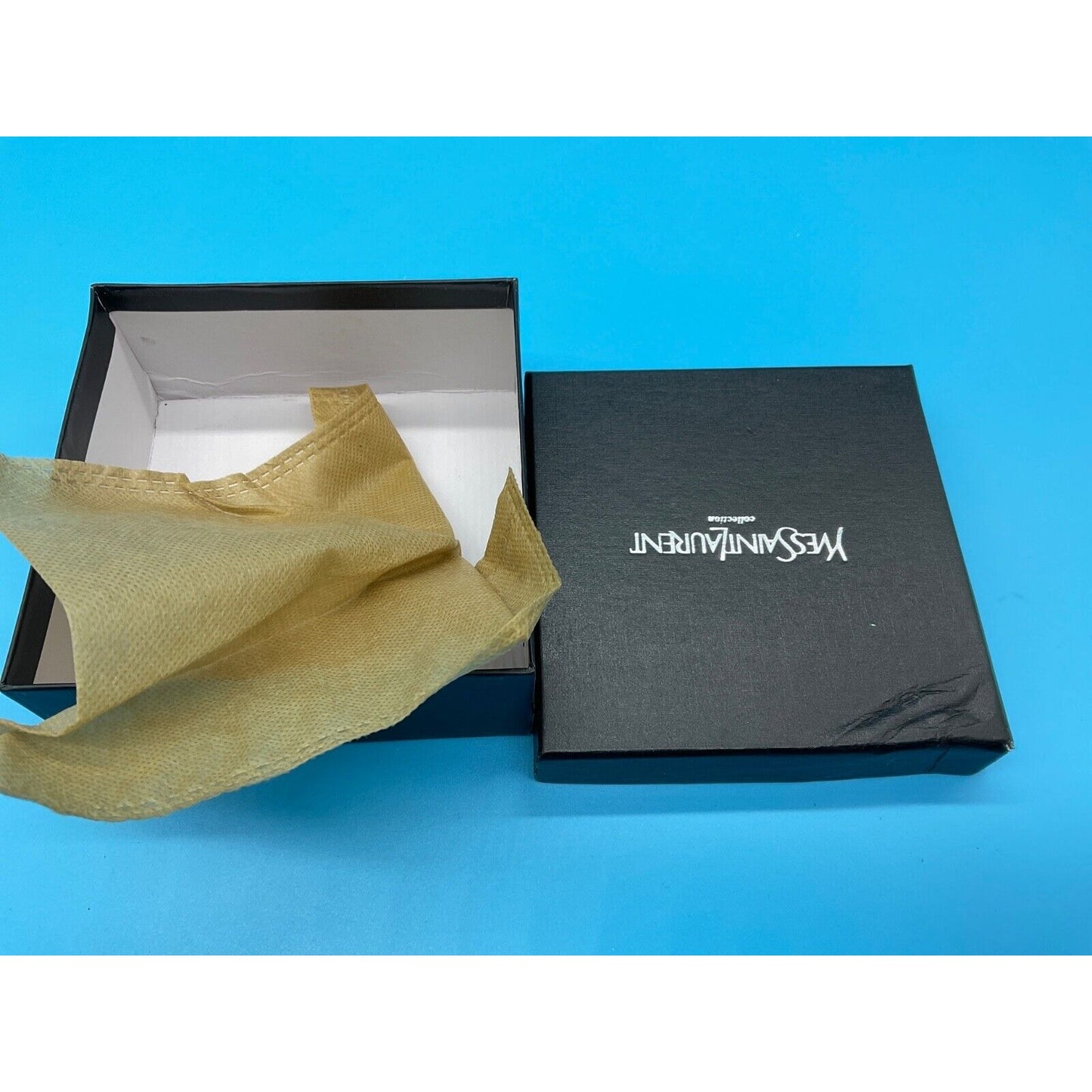 Yves Saint Laurent Luxury Black Gift Box 5x5 Inches with Dust Cover EMPTY BOX