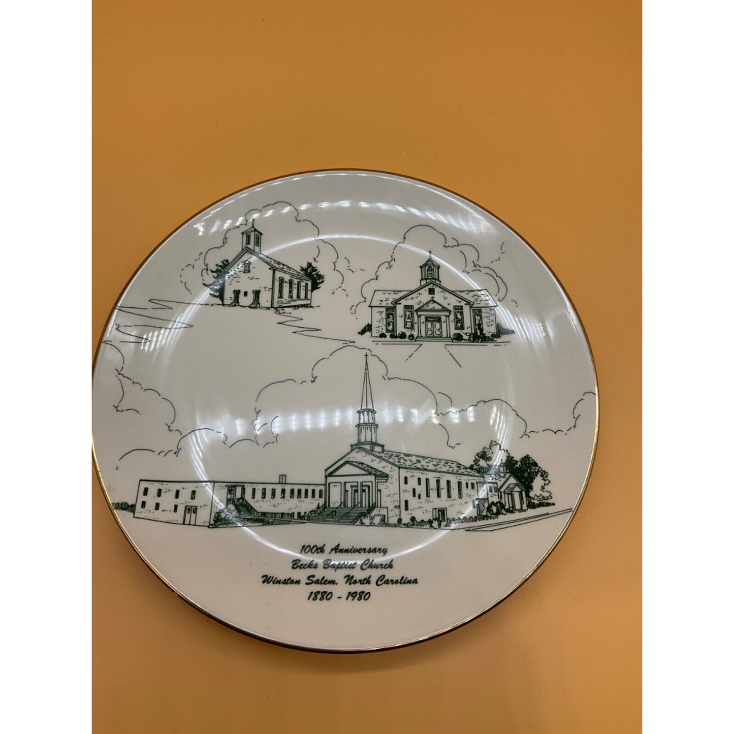 Beck Baptist Church 100th Anniversary Plate 1880-1980 Winston-Salem NC 10"