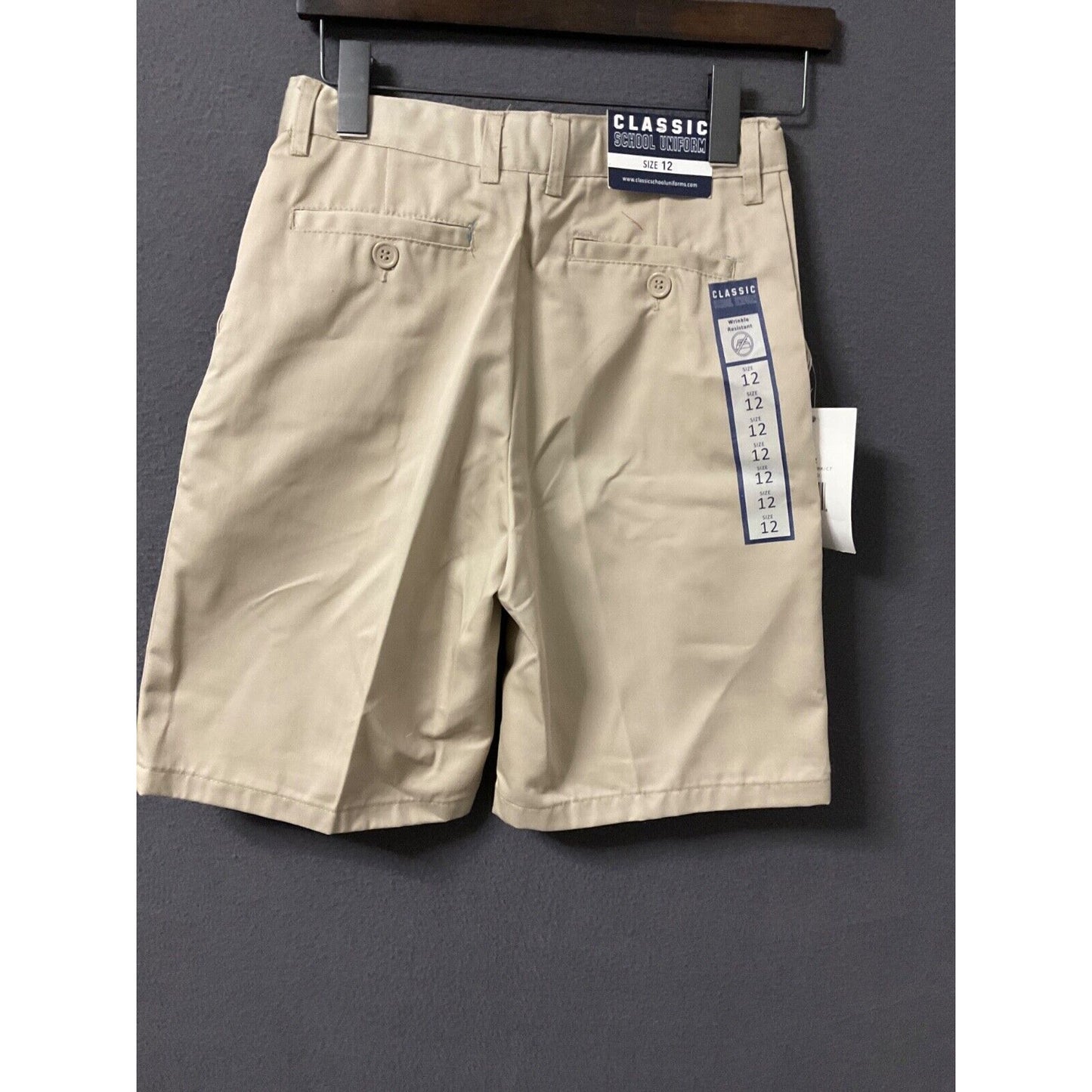Classic School Uniform Shorts Boys 12 Khaki Chino Adjustable Waist NWT