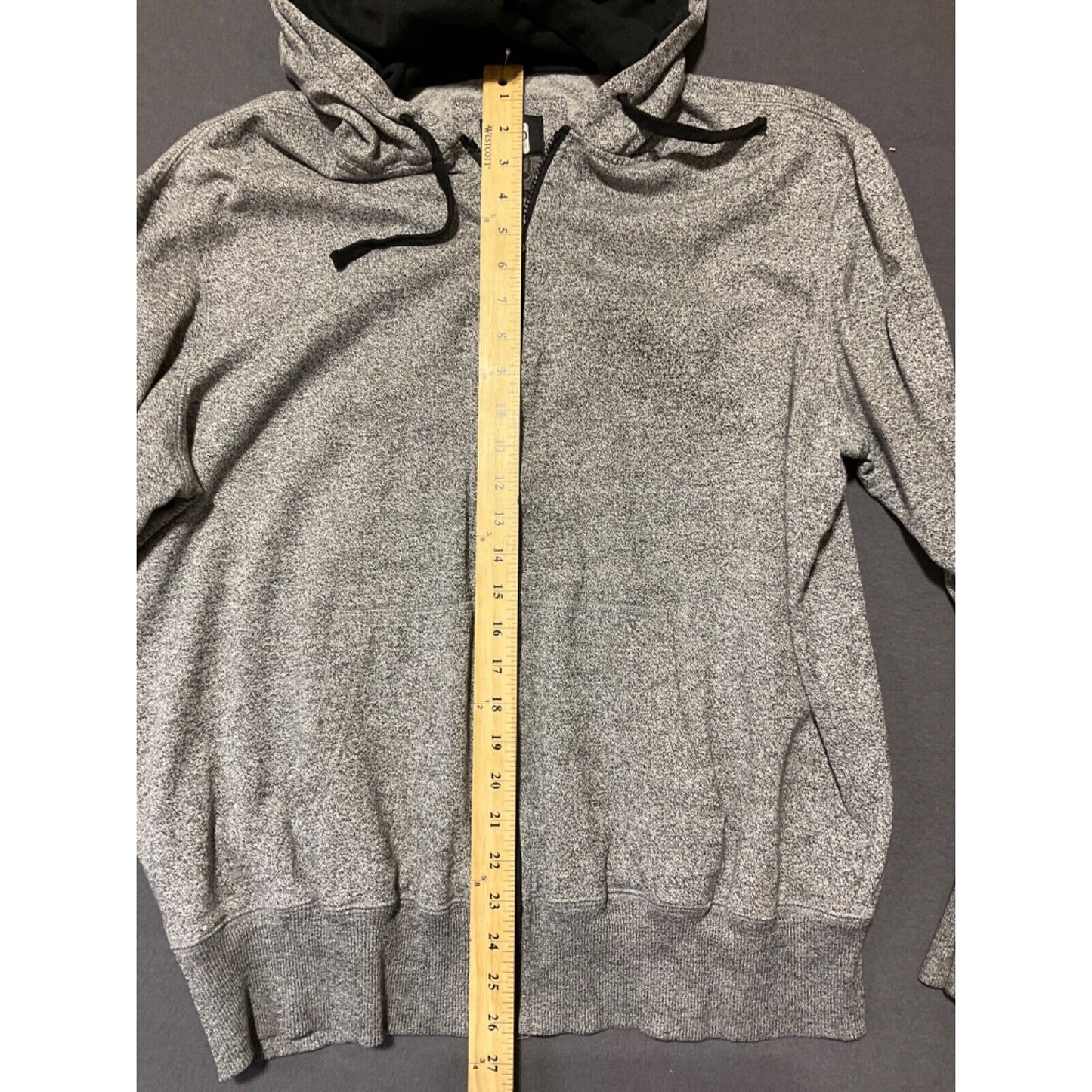 OP Men's Full Zip Hoodie Jacket - Estimated Size XL Speckled Grey and Black