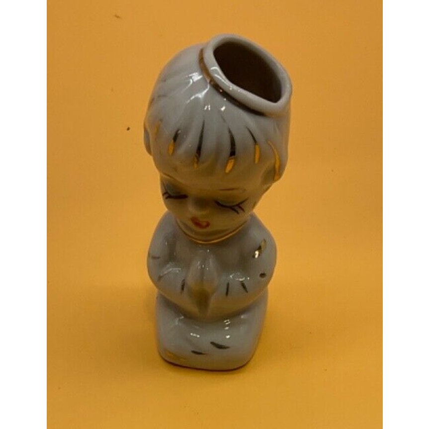 Hand Painted Rare Vintage Ceramic Head Vase Japan Mid-Century Girl Figurine 4"