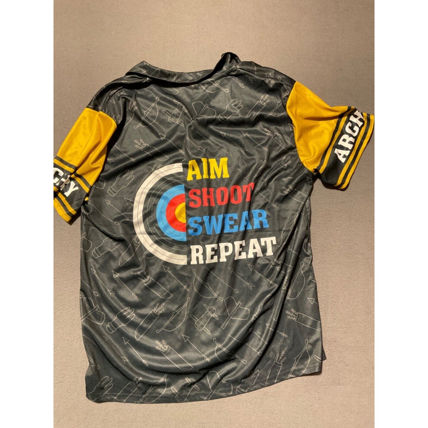 Archery-Themed 2XL Polo Shirt - Custom "Aim Shoot Repeat" Back "JOSH"