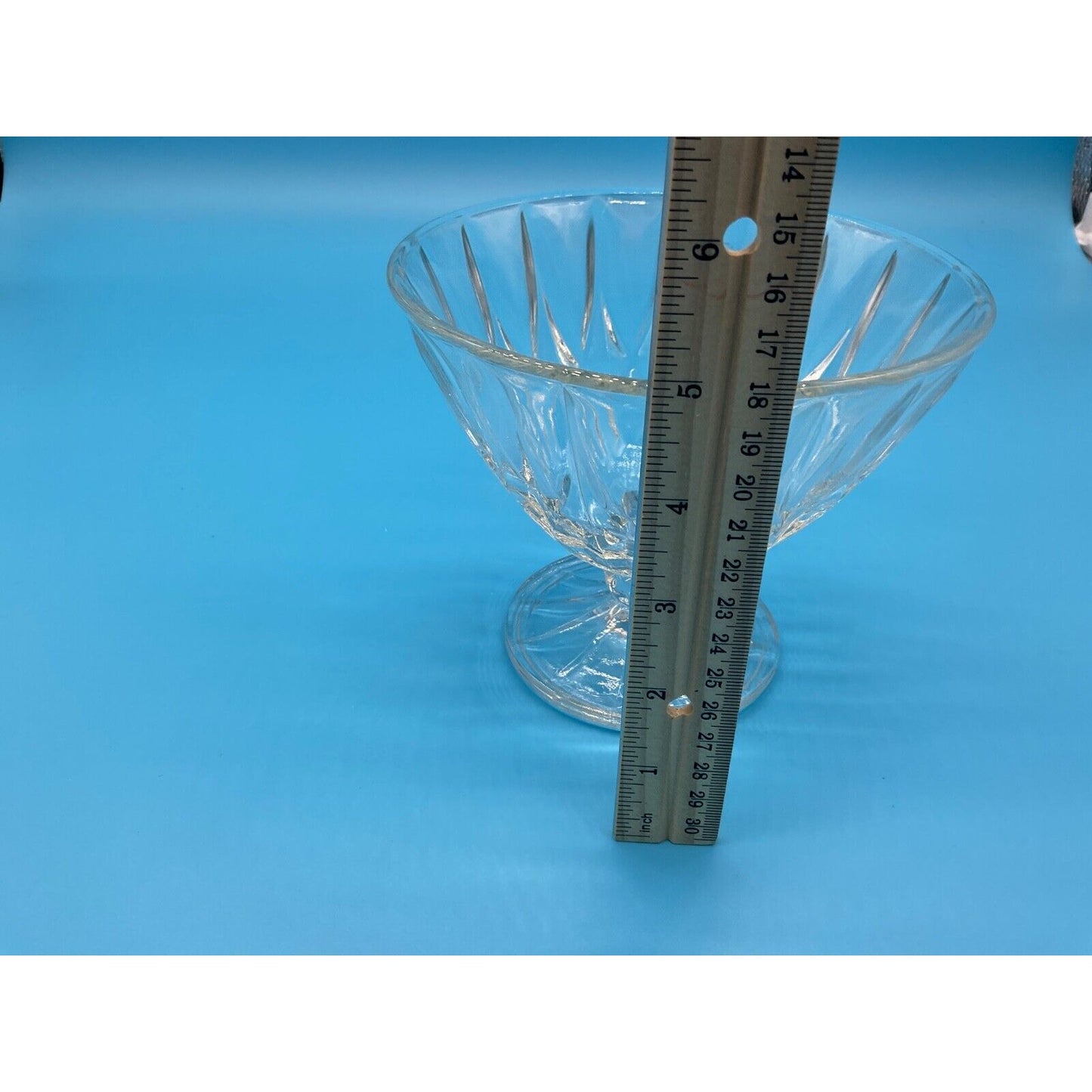 Vintage Crystal Clear Glass Pedestal Bowl, 6" Wide 5" Tall, Diamond Pattern