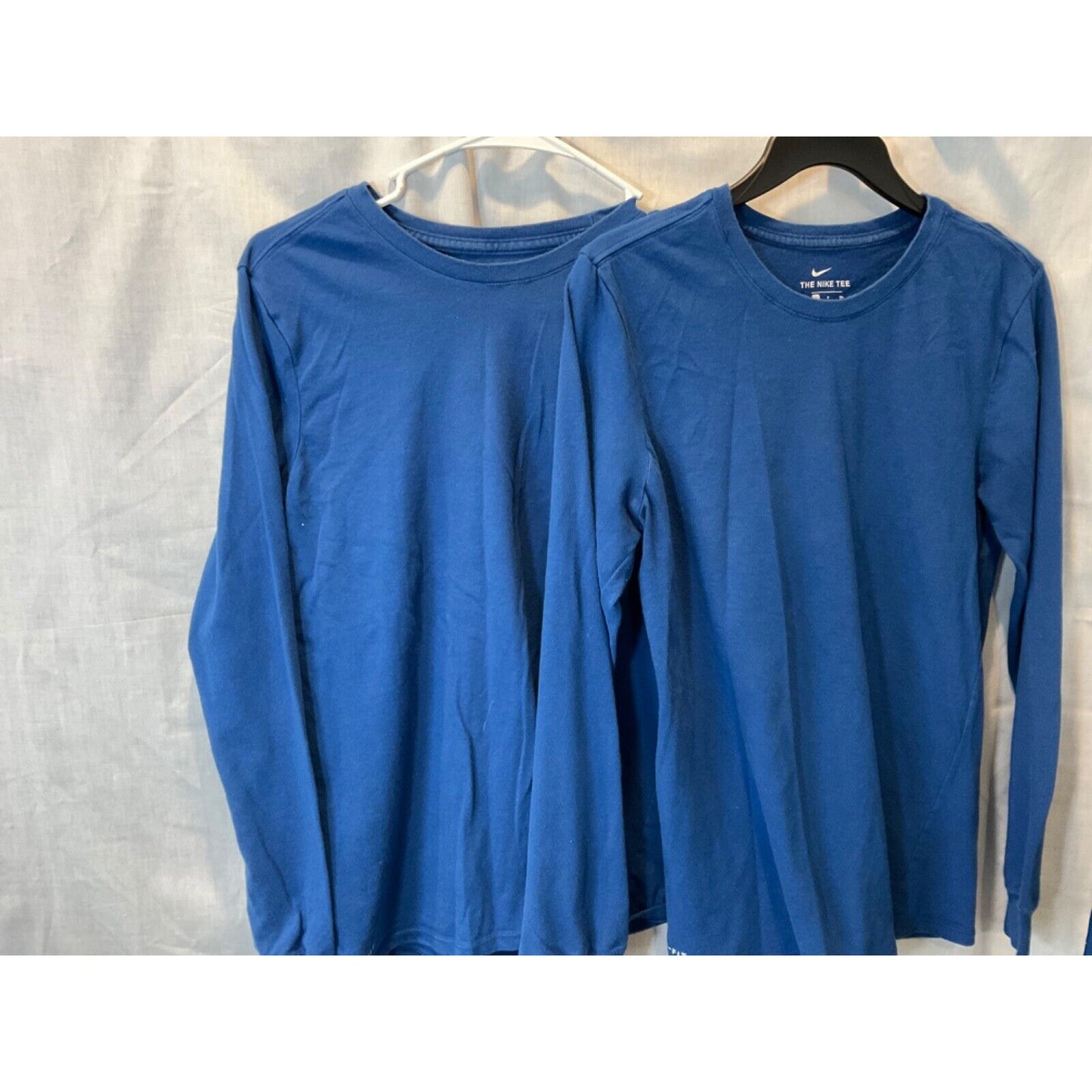 Lot of 2 Nike Blue T-Shirts Young Men's Small, Dri Fit Athletic Cut, Long Sleeve