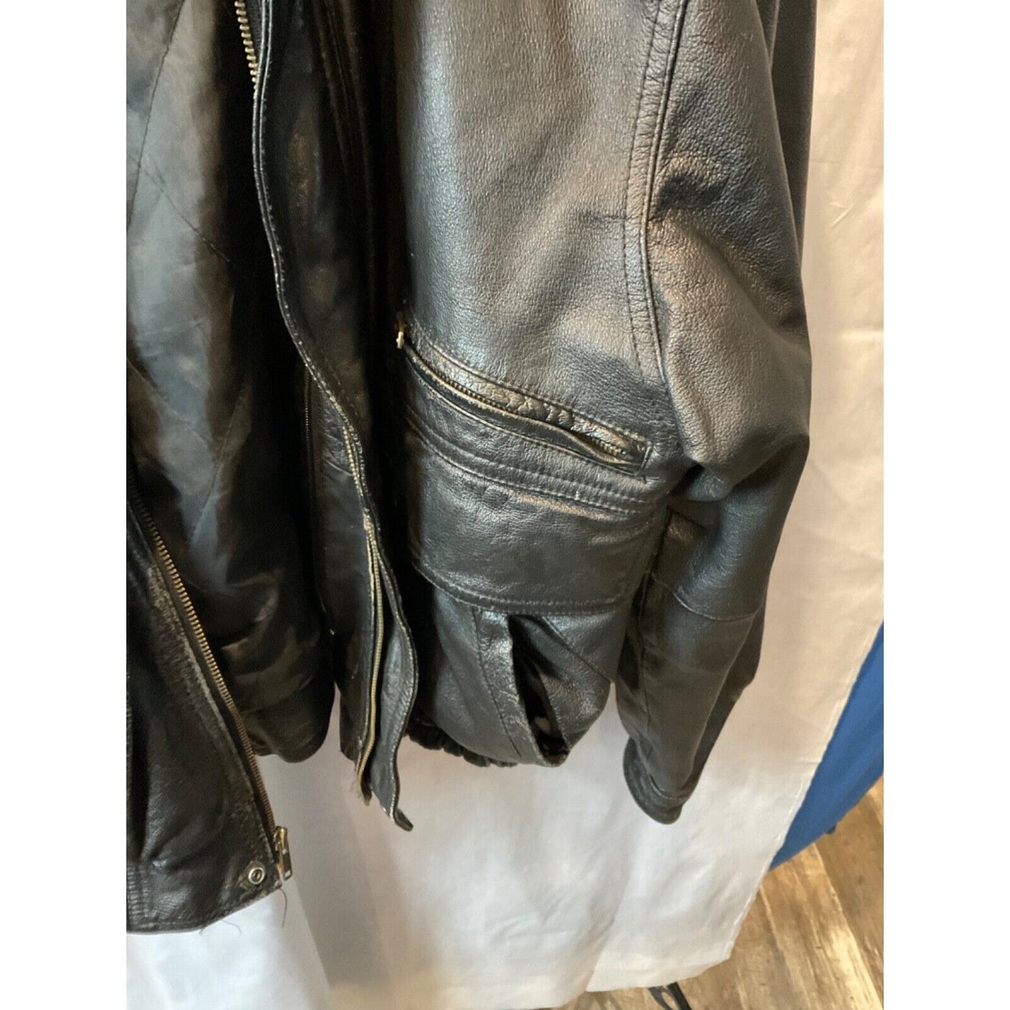 Four Star XL Men's Genuine Leather Jacket, Good Condition with Vintage Wear